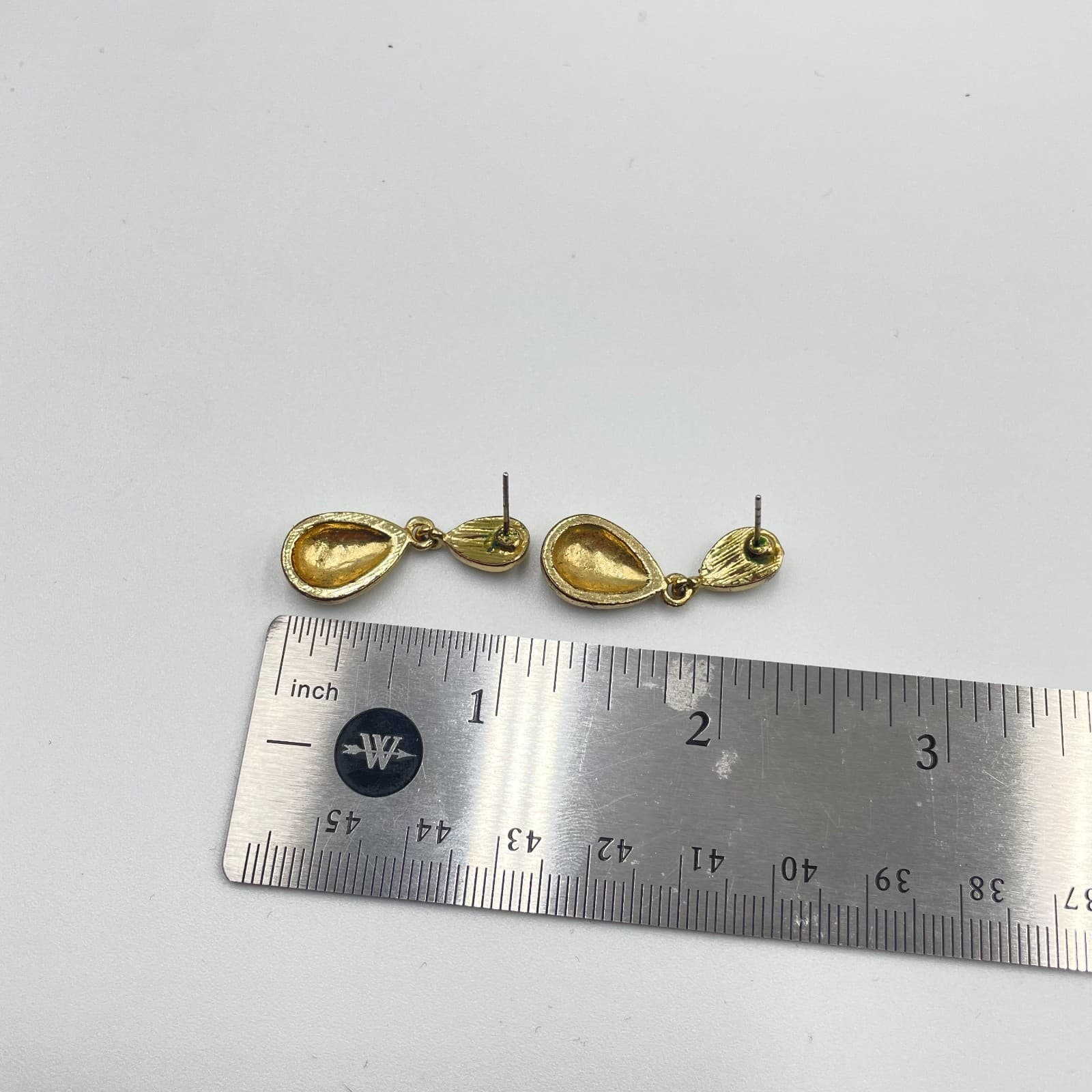 Vintage Gold-Tone Classic Polished Double-Tier Teardrop Dangle Drop Earrings - Thumbnail 6