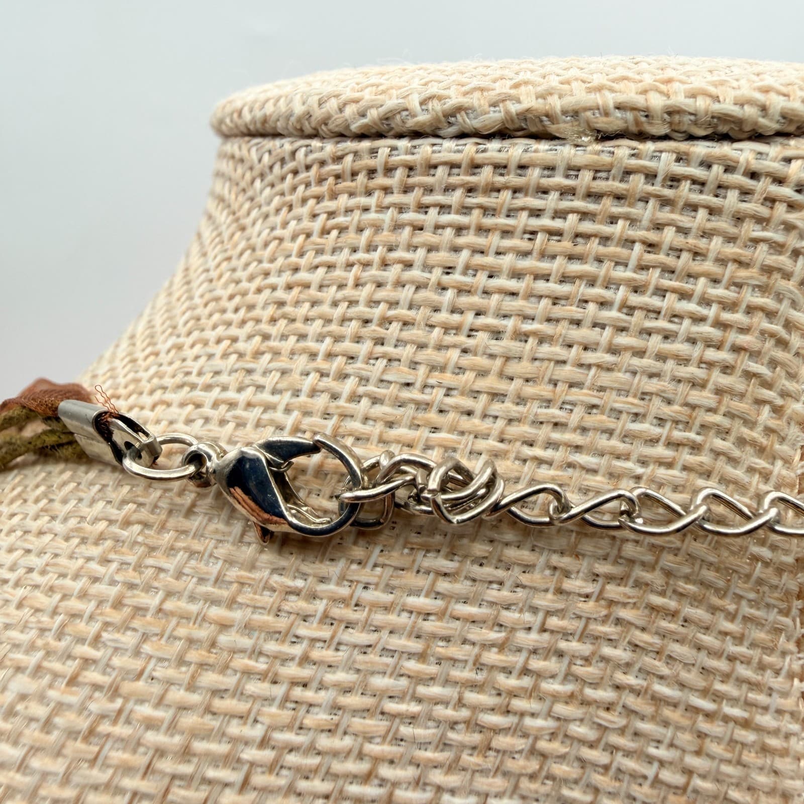 Vintage Y2K Silk Ribbon Murano Glass Pendant Necklace Women's Classic Jewelry - Thumbnail 8