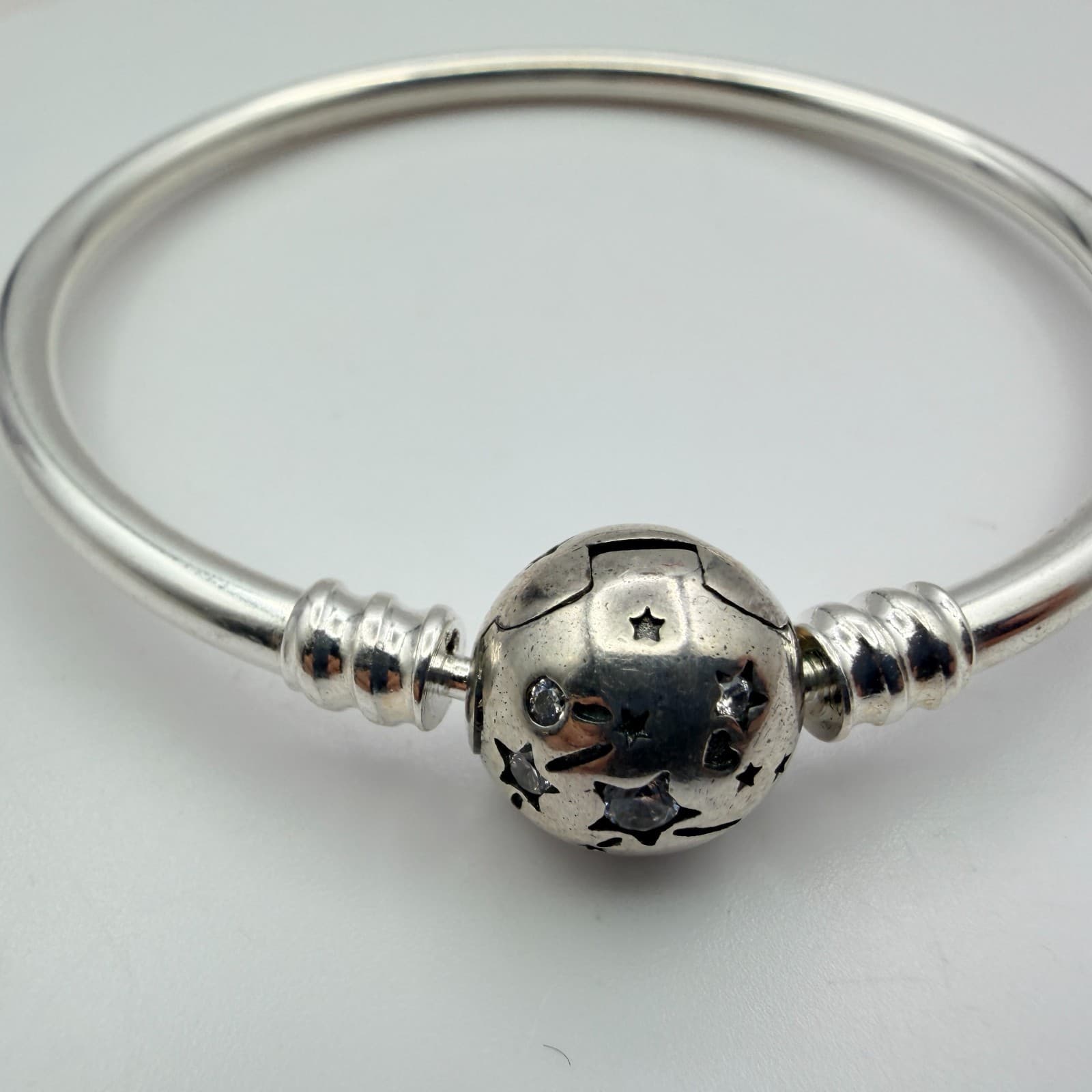 Vintage Y2K Silver Tone Star Rhinestone Bangle Women's Classic Fashion Jewelry - Thumbnail 3