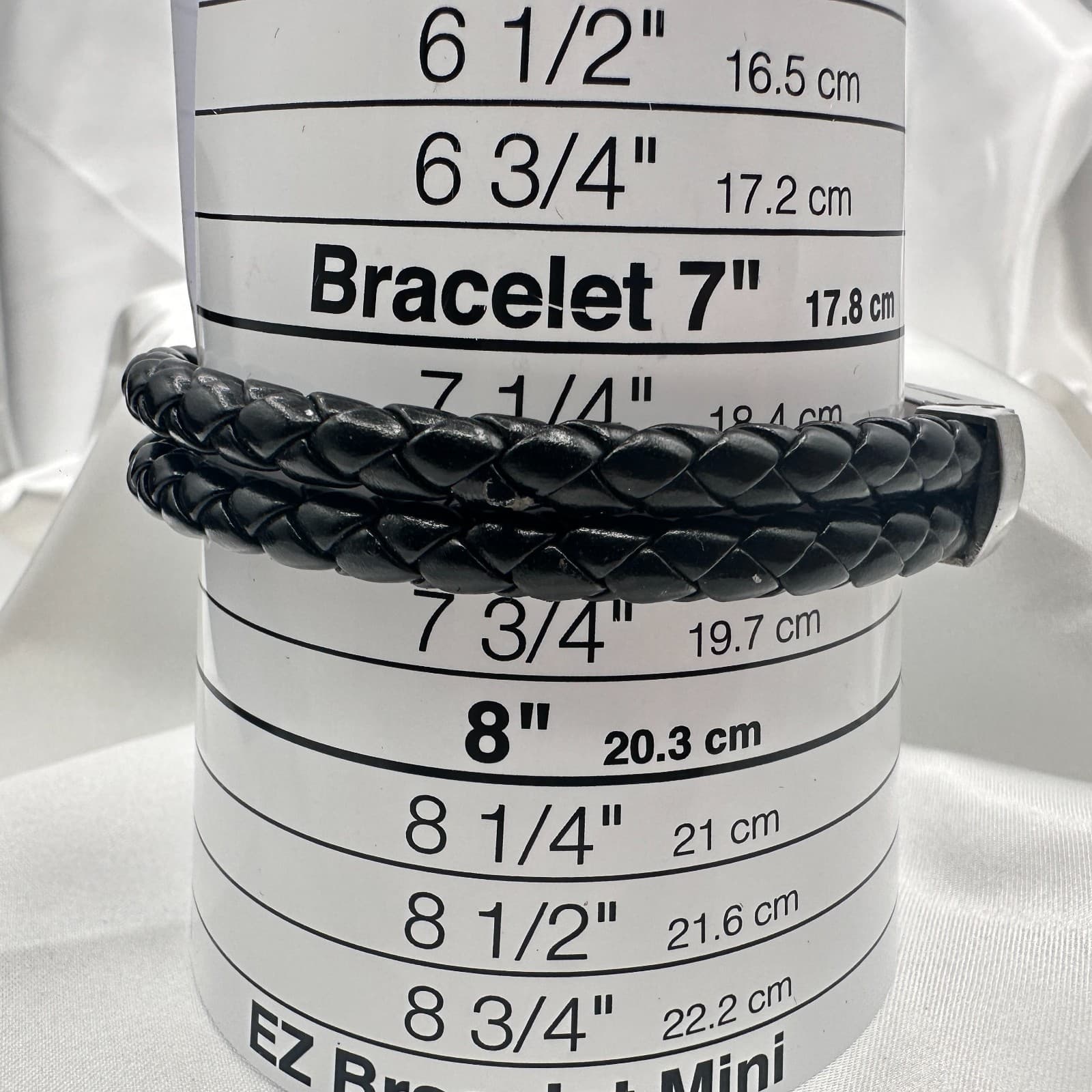 Vintage Y2K Black Double Strand Leather Braided Bracelet Silver Tone Jewelry - Thumbnail 9