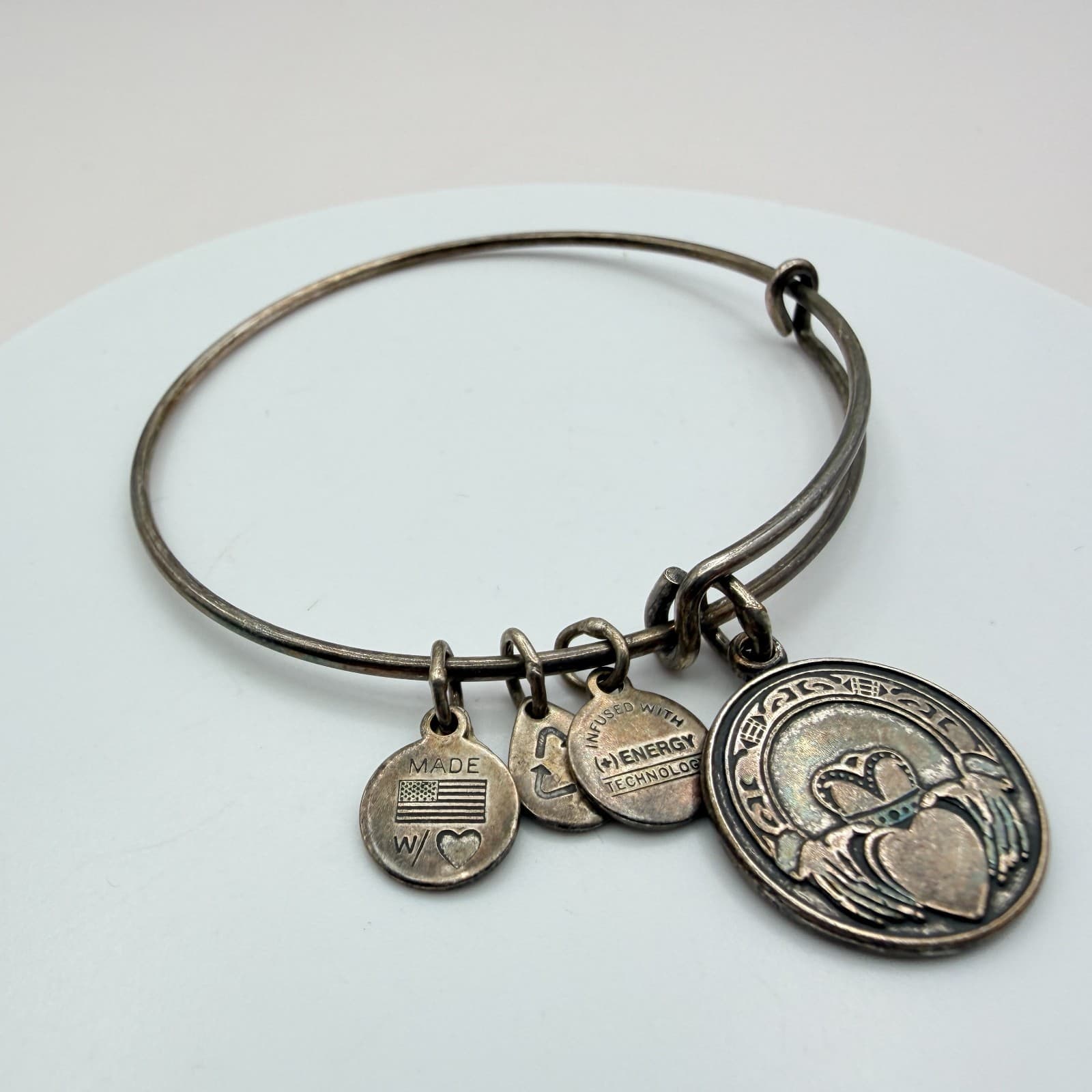 Vintage Y2K Bronze Tone Charm Bangle Bracelet Boho Women's Classic Jewelry - Thumbnail 5