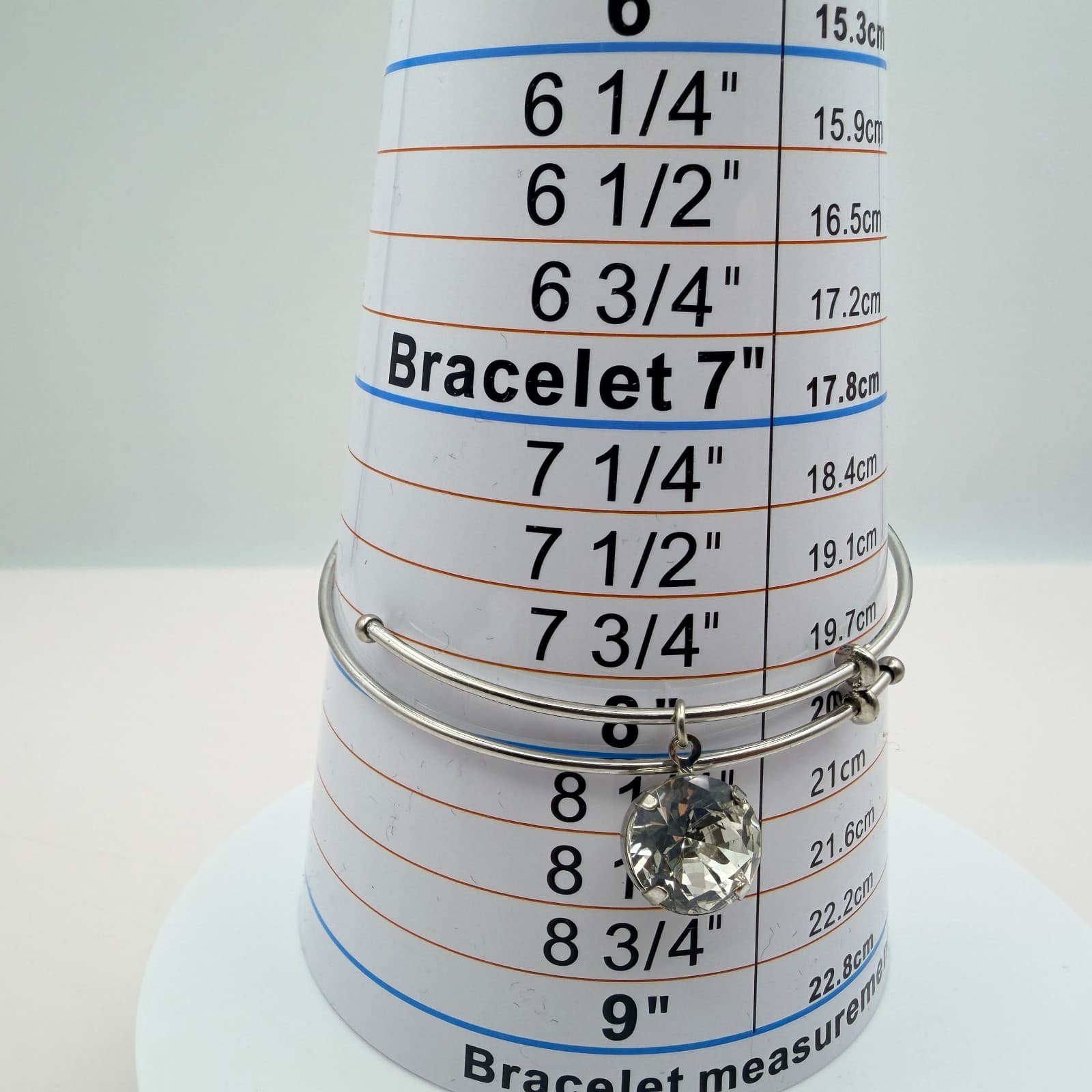 Vintage Y2K Silver Tone Clear Rhinestone Charm Bangle Women's Classic Jewelry - Thumbnail 9