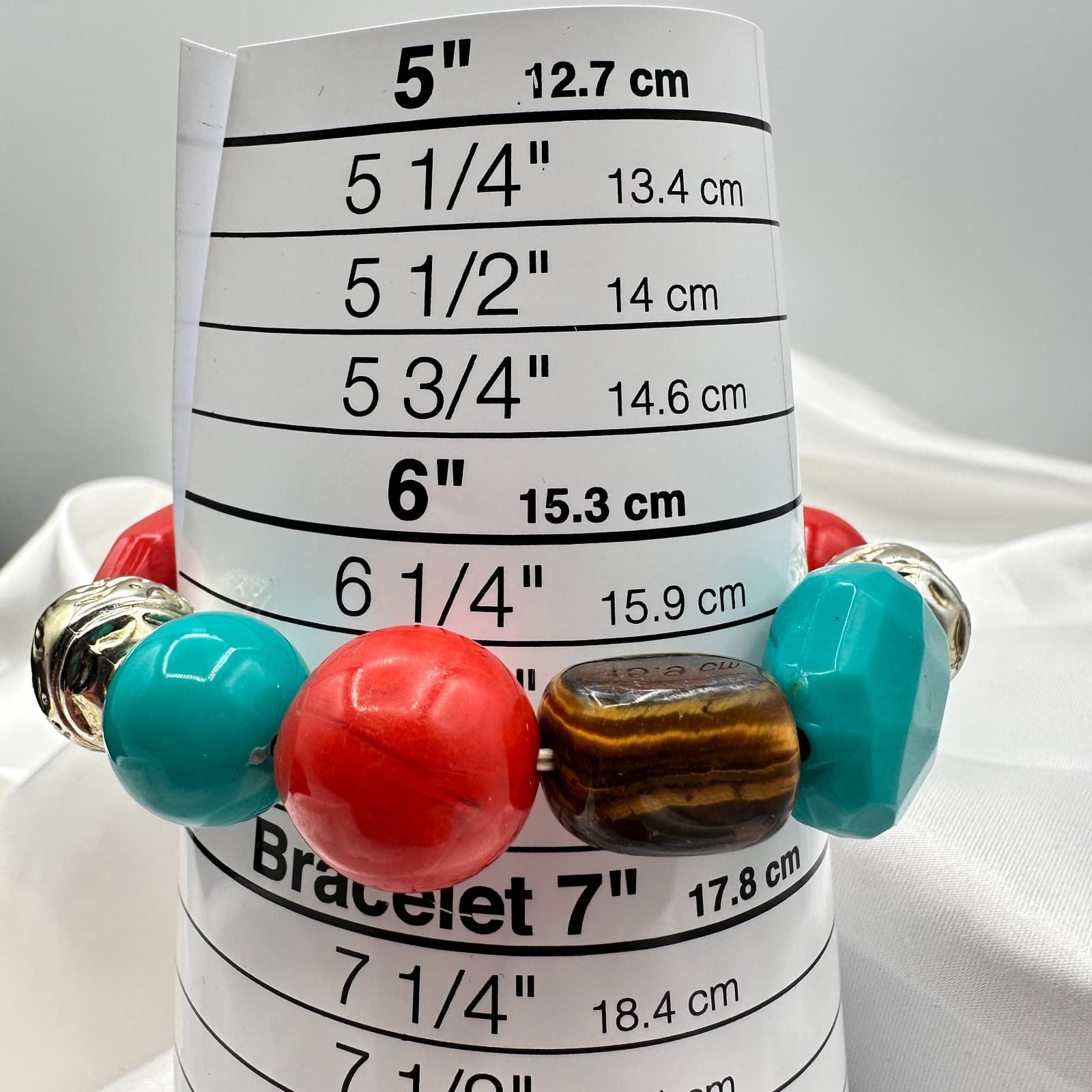 Vintage Y2K Silver Tone Stretch Beaded Bracelet Boho Women's Classic Jewelry - Thumbnail 10