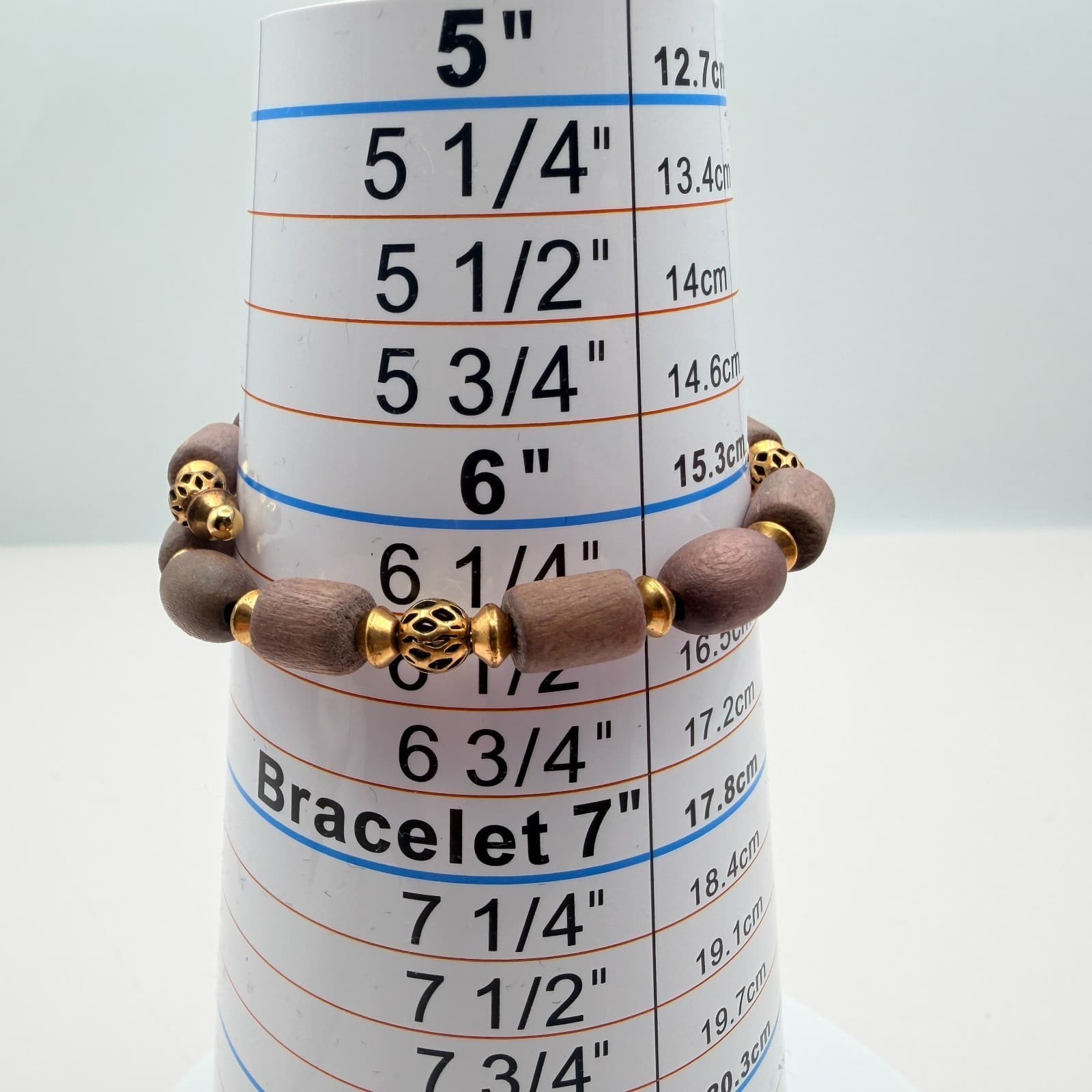 Vintage 66 Gold Tone Wooden Beaded Boho Bracelet Women's Classic Jewelry - Thumbnail 9