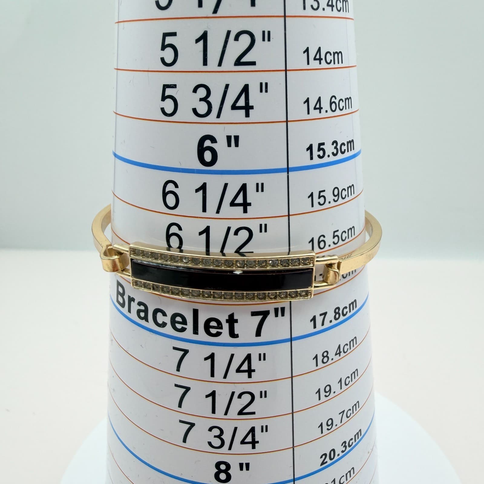 Vintage Y2K Gold Tone Black Enamel Bracelet Bangle Women's Classic Jewelry - Thumbnail 10