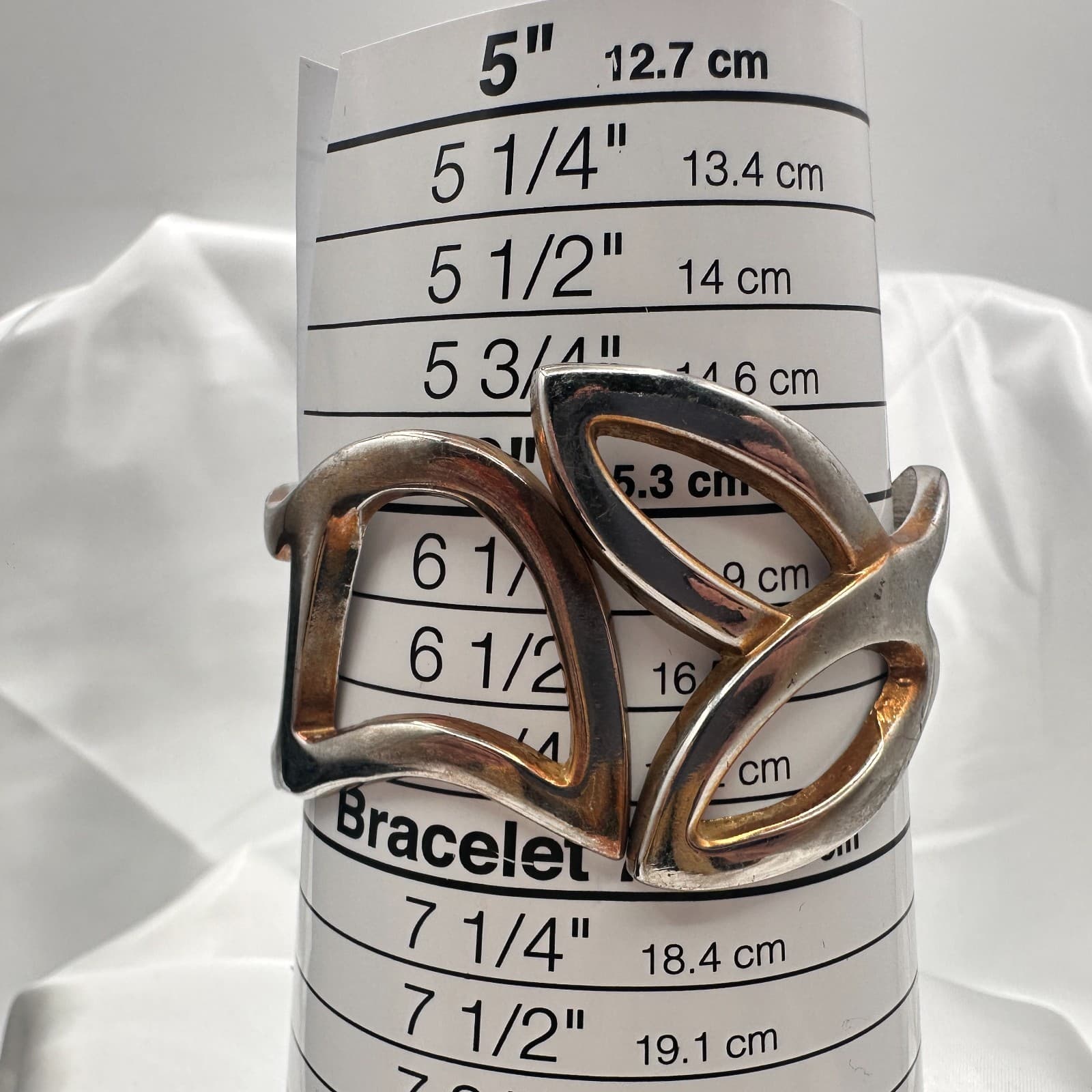 Vintage Y2K Geometric Wide Hinged Cuff Bracelet Silver Gold Tone Jewelry - Thumbnail 10