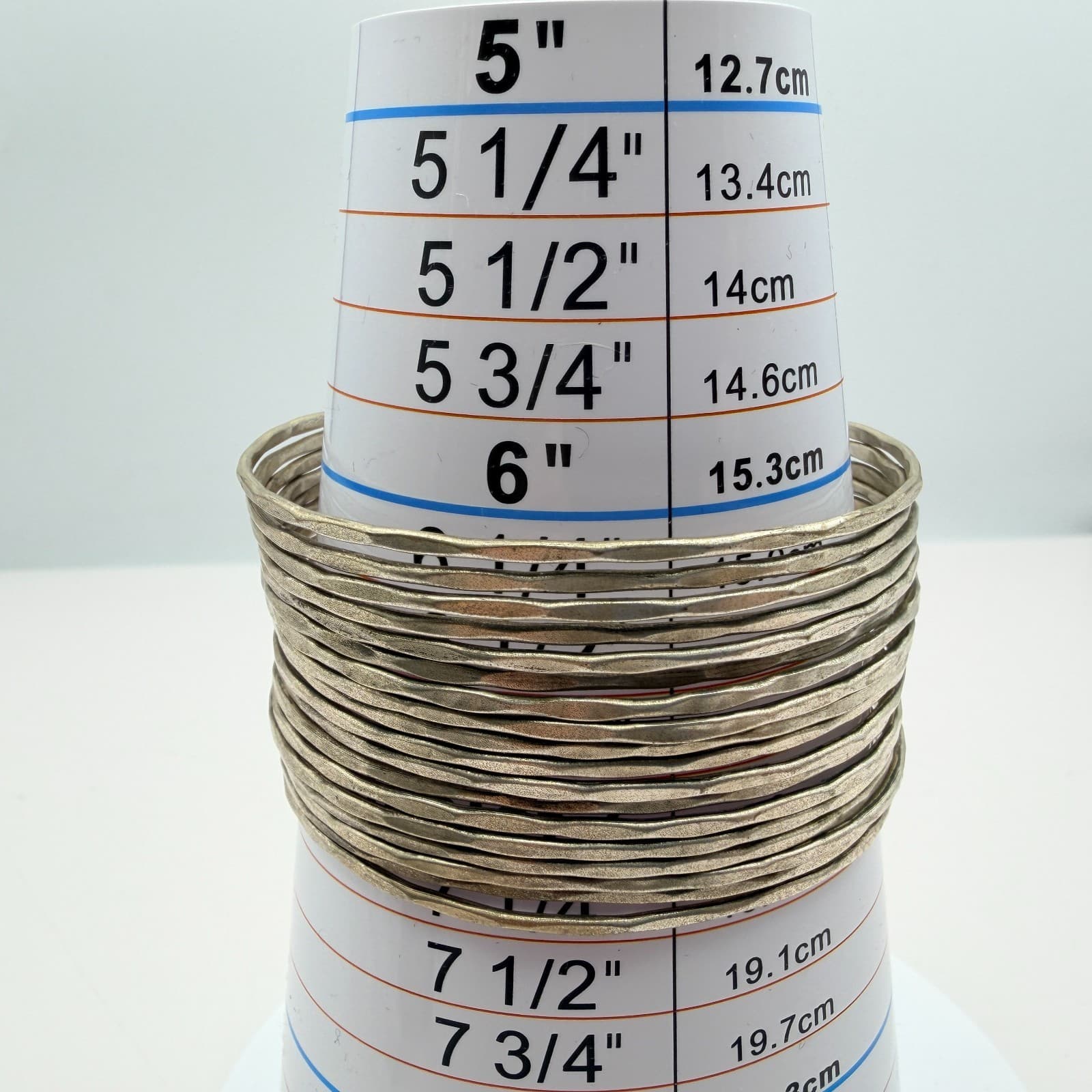 Vintage 90s Silver Tone Wide Cuff Multi Strand Bracelet Women's Boho Jewelry - Thumbnail 8