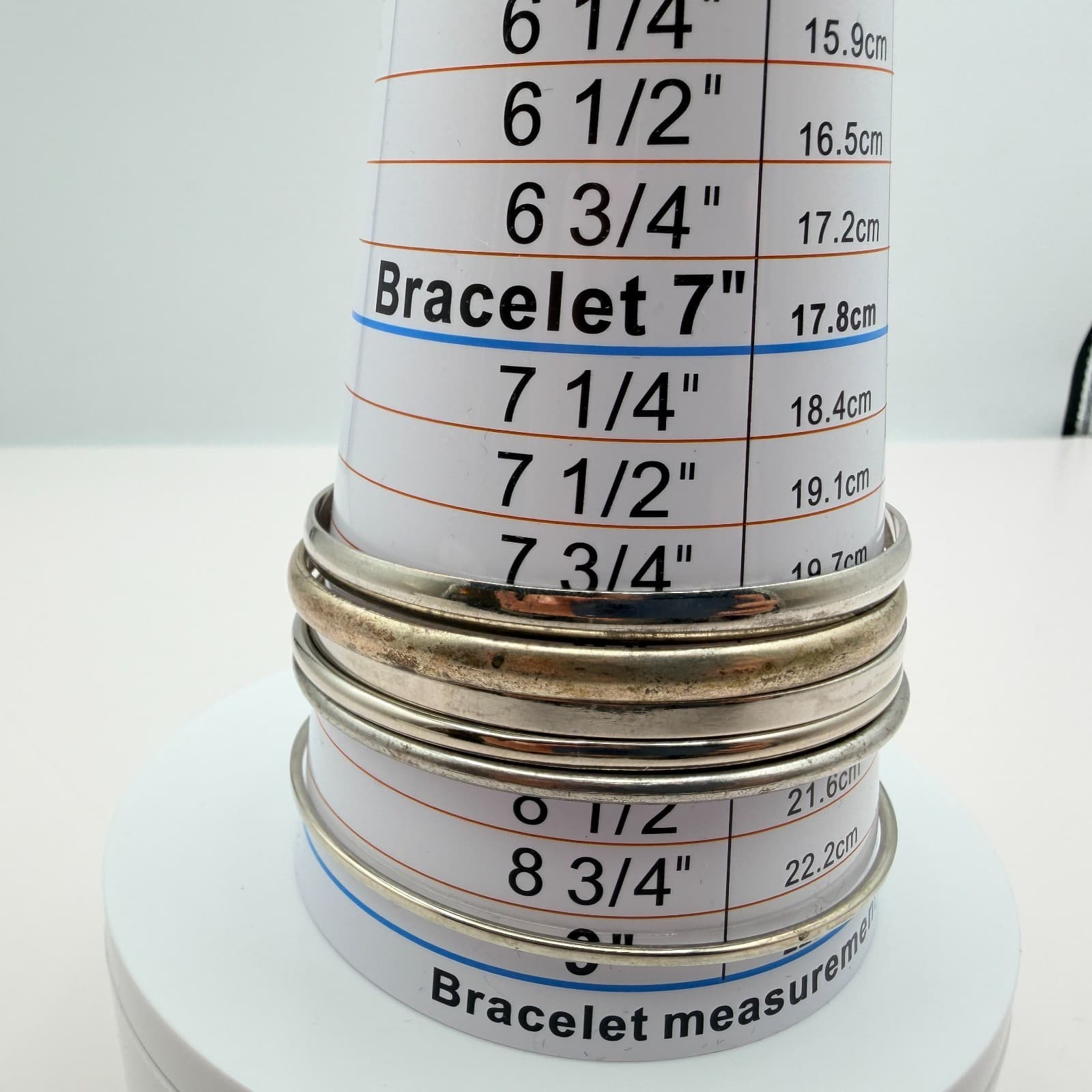 Vintage 90s Silver Tone Minimalist Bangles Set Women's Classic Fashion Jewelry - Thumbnail 8