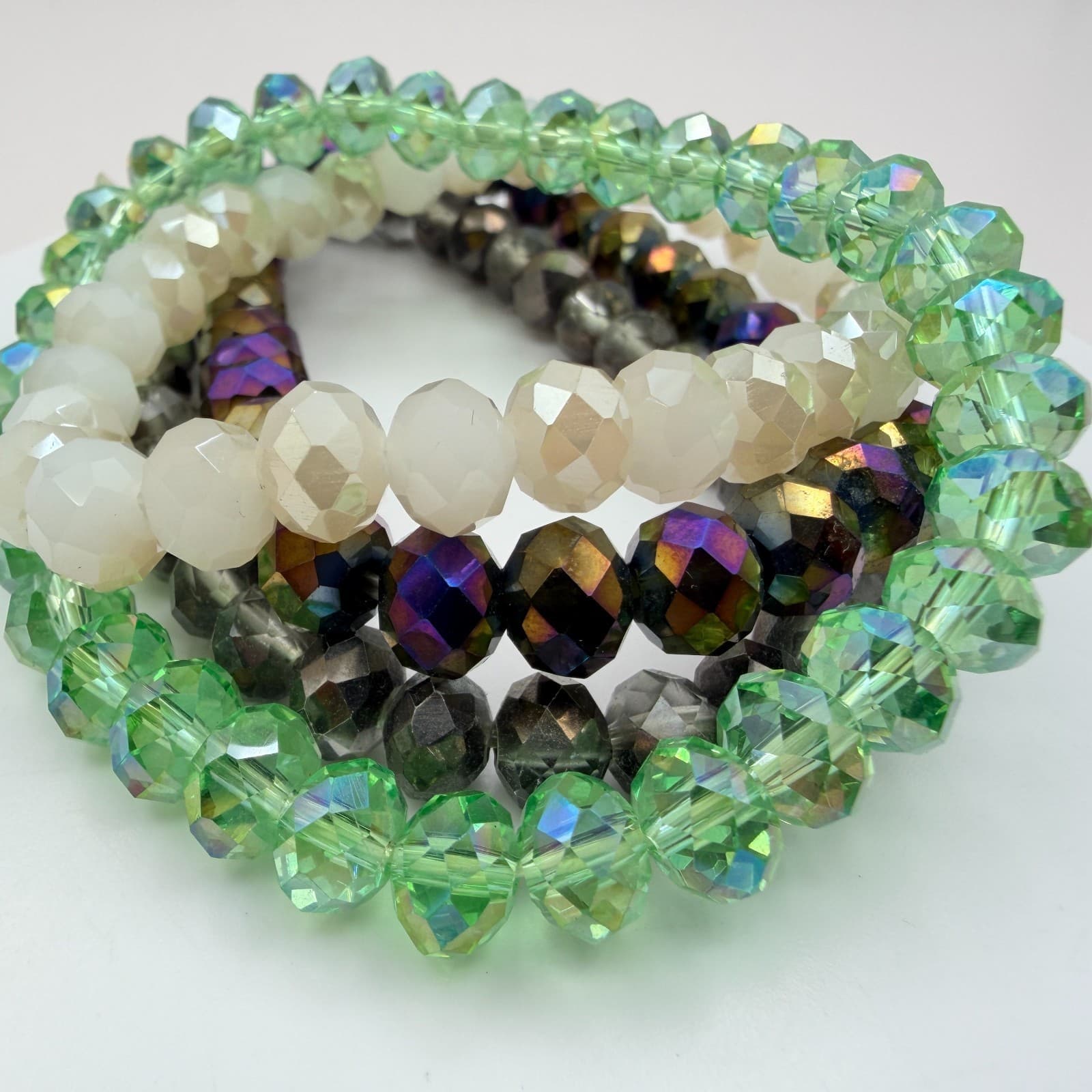 Vintage Y2K Erimish Silver Tone Colorfull Stretch Beaded Bracelet 4pc Jewelry - Thumbnail 7