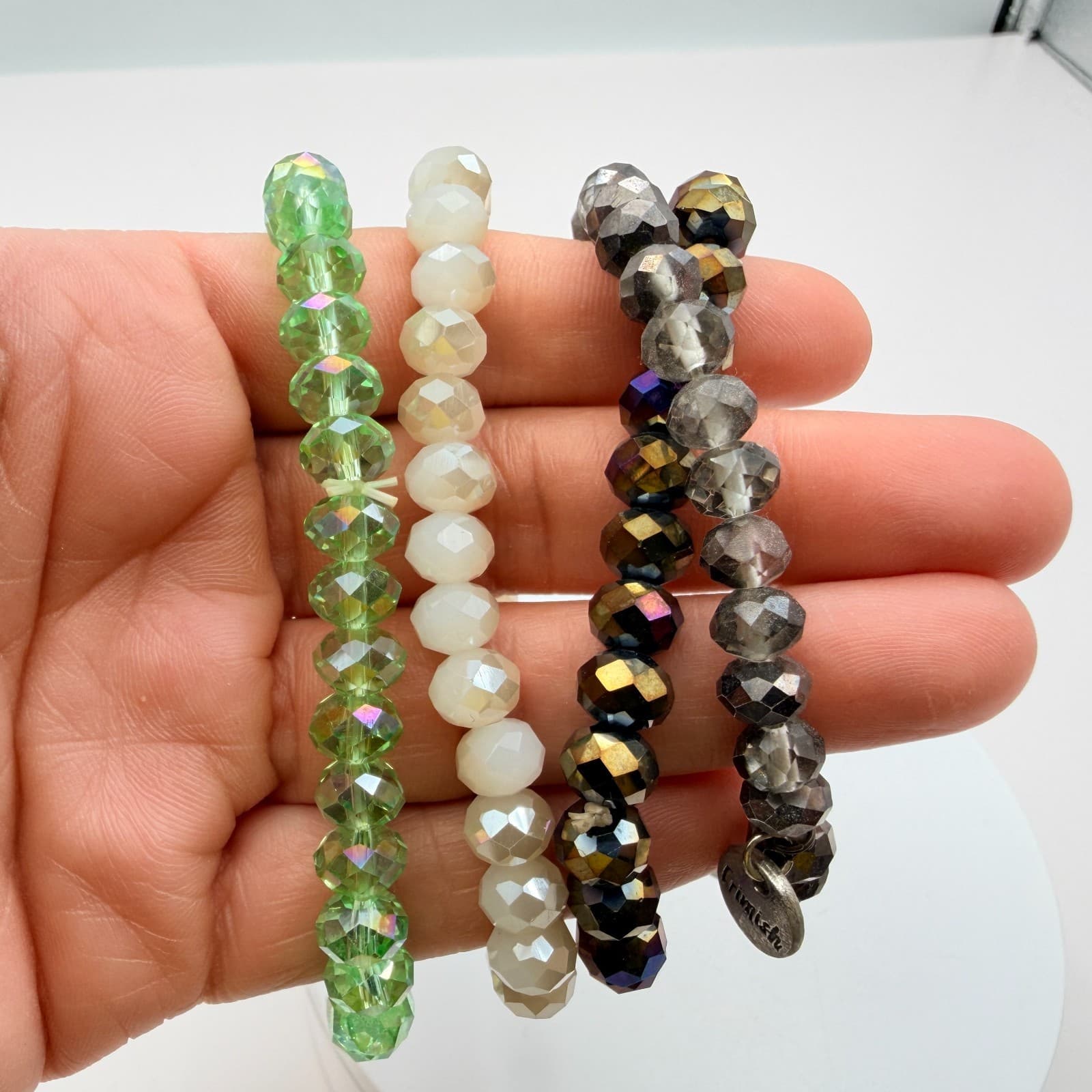 Vintage Y2K Erimish Silver Tone Colorfull Stretch Beaded Bracelet 4pc Jewelry - Thumbnail 10