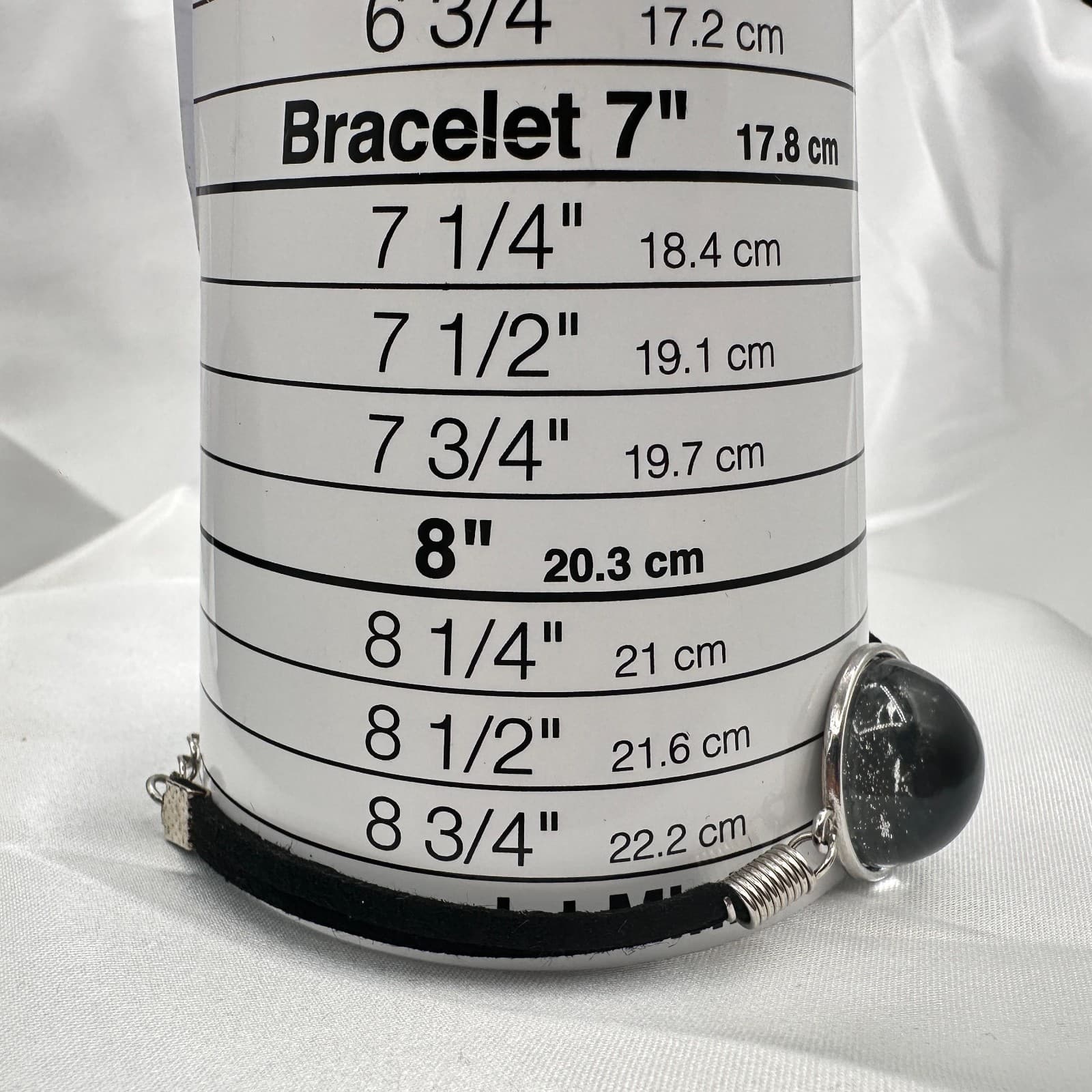 Vintage Y2K Black Suede Cord Galaxy Glass Cabochon Bracelet Silver Tone Jewelry - Thumbnail 8