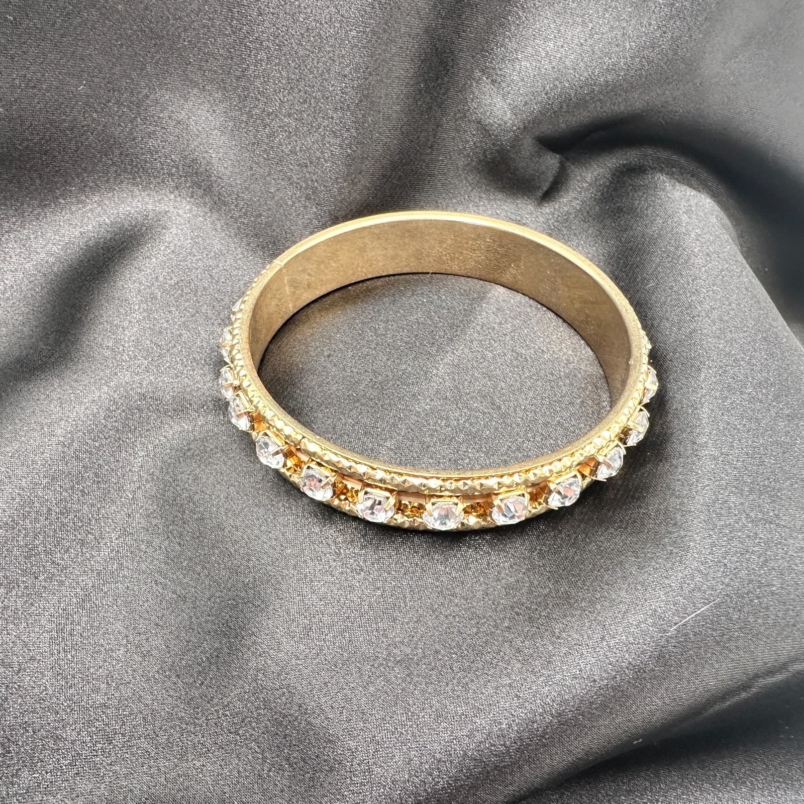 Vintage Y2K Gold tone Rhinestone Bracelet Women's Classic Fashion Jewelry - Thumbnail 9