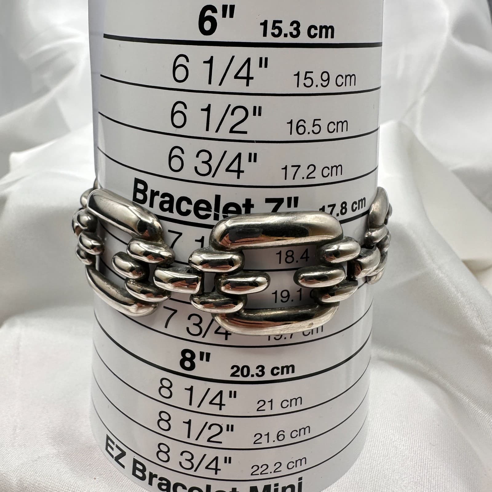 Vintage 80s Silver Tone Chunky Link Bracelet Bold Statement Geometric Modernist - Thumbnail 9