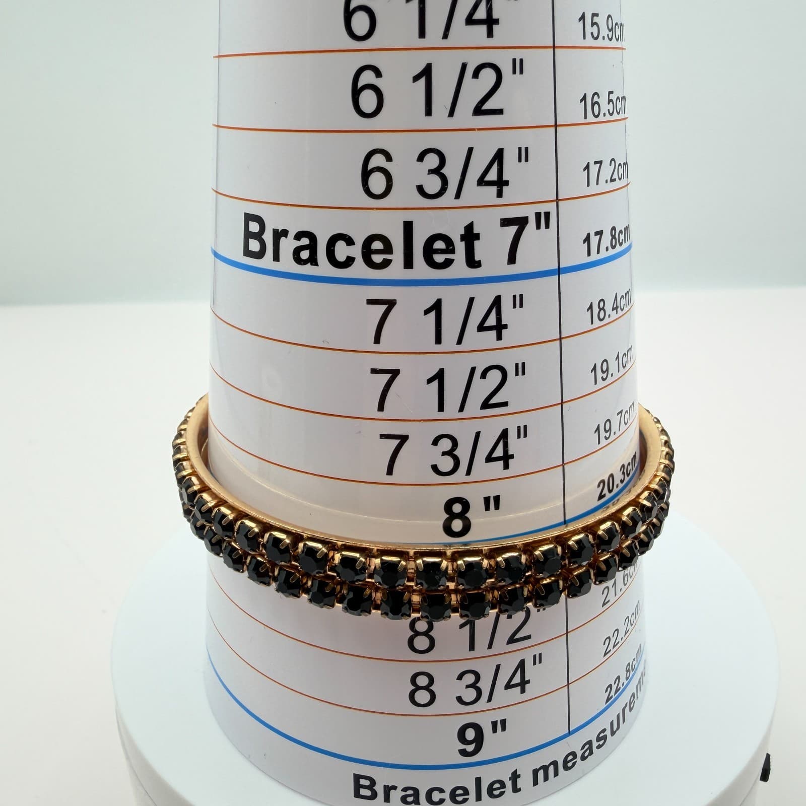 Vintage Y2K Black Glass Rhinestone Gold Tone Bangle Bracelet Set 2pc Jewelry - Thumbnail 9