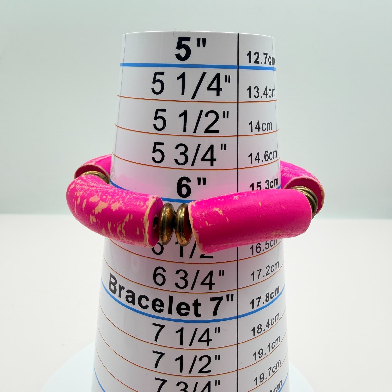 Vintage 90s Hot Pink Tube Beaded Stretch Bracelet Set 3pc Gold Tone Jewelry - Thumbnail 12