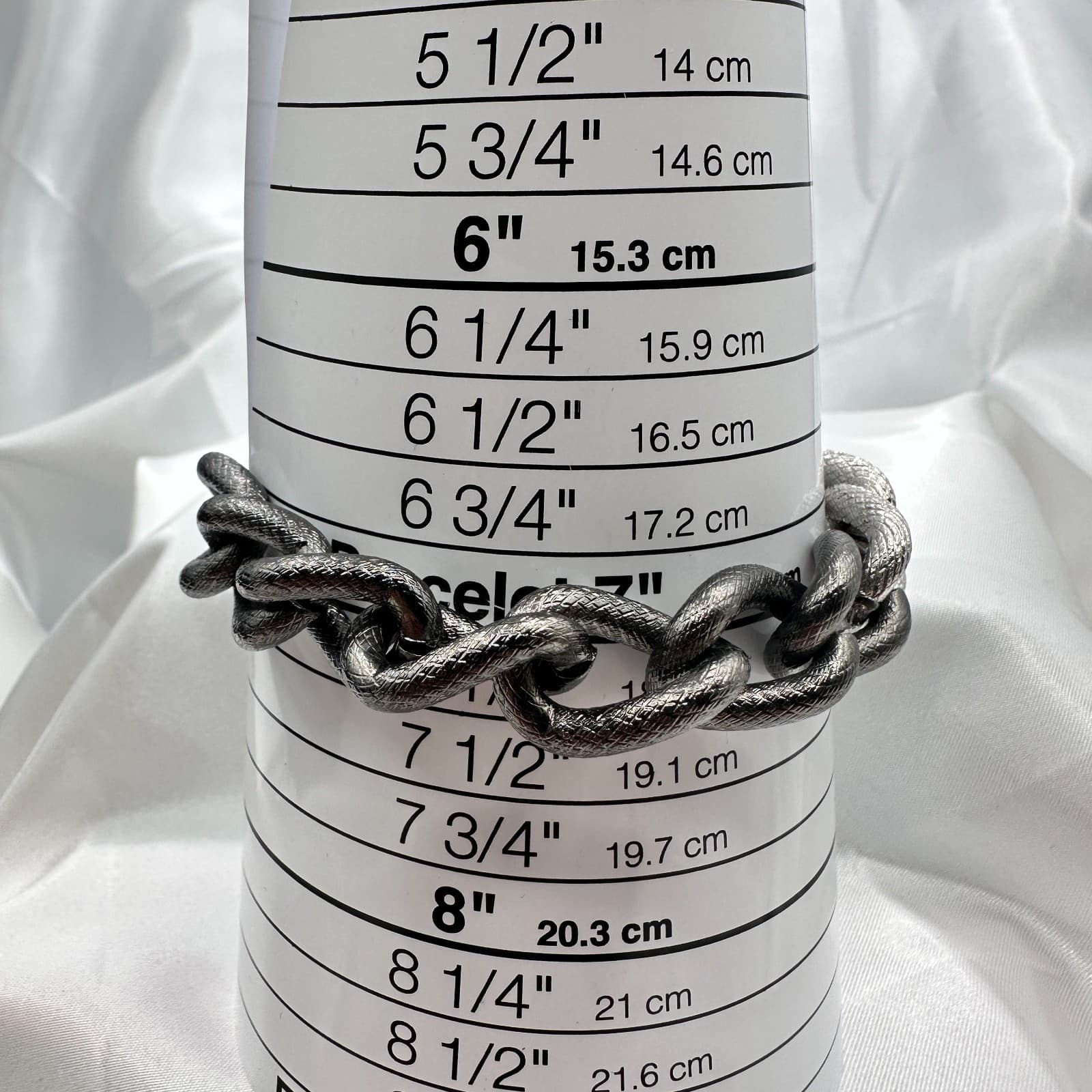 Vintage 90s Silver Tone Gunmetal Link Bracelet Textured Chain Fashion Jewelry - Thumbnail 8