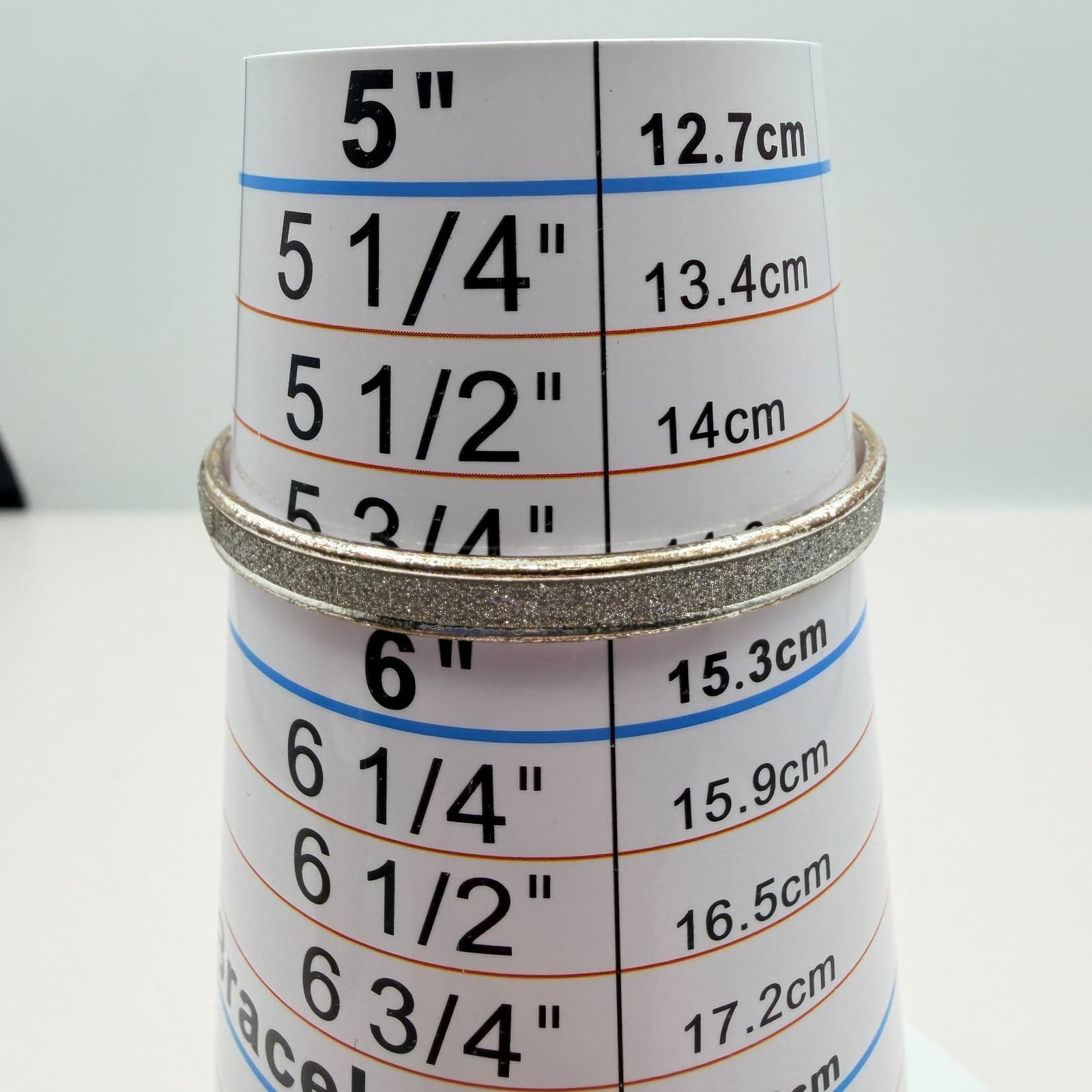 Vintage 90s Silver Tone Glitter Texture Bangle Bracelet Boho Minimalist Jewelry - Thumbnail 8