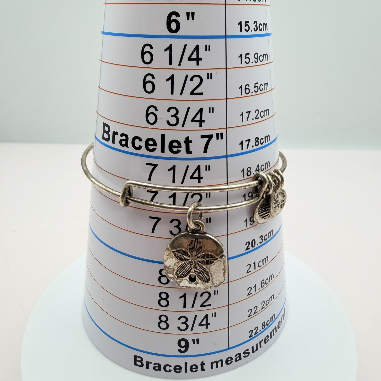 Vintage 90s Alex and Ani Sand Dollar Bangle Bracelet Silver Tone Coastal Jewelry - Thumbnail 9