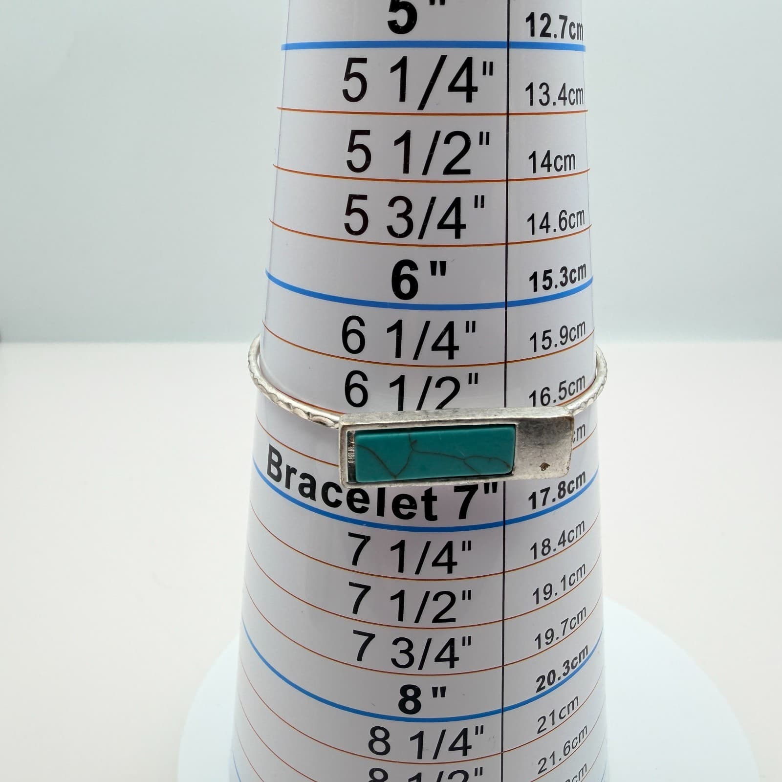 Vintage 90s Silver Tone Rectangular Faux Turquoise Cuff Bracelet Fashion Jewelry - Thumbnail 9