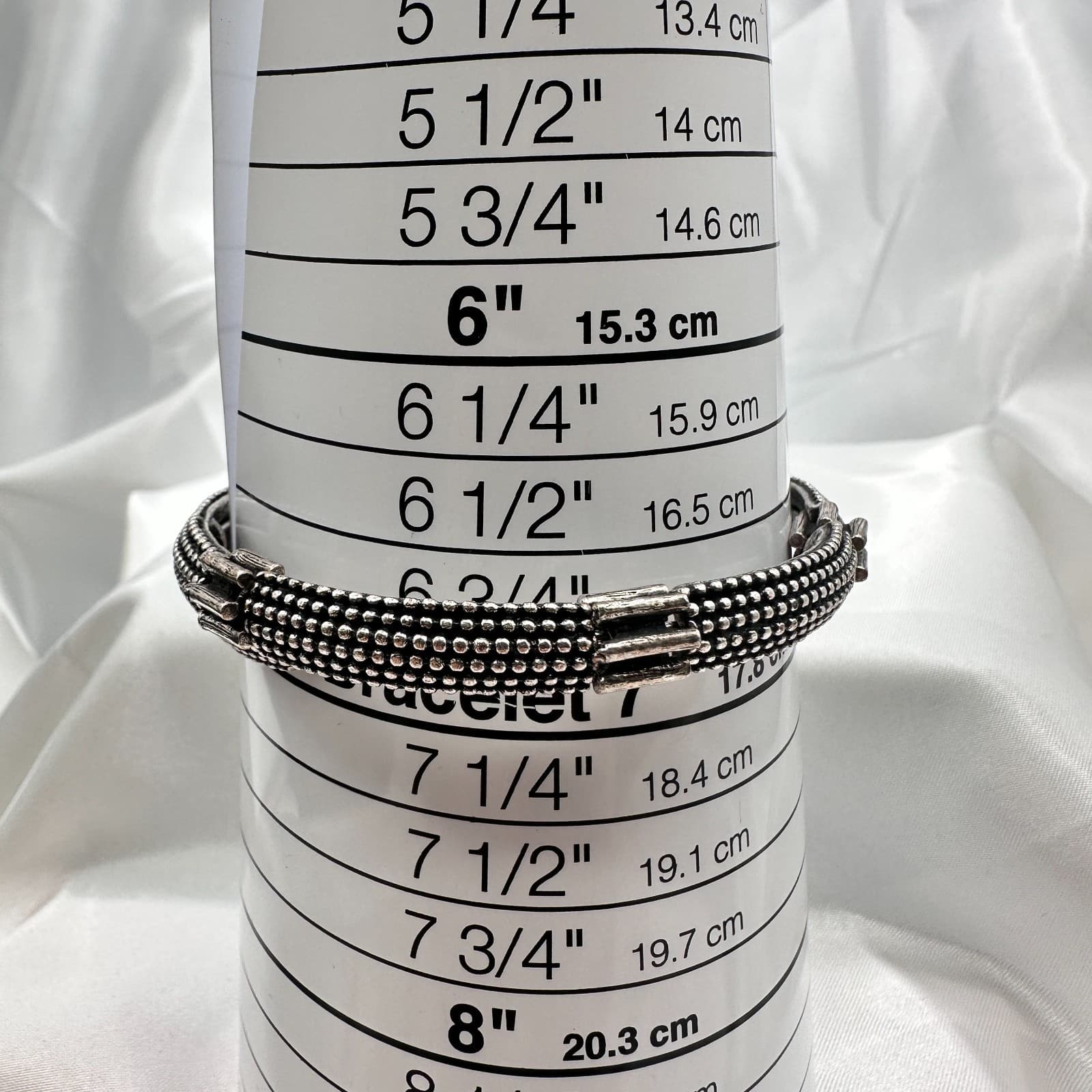 Vintage 60s Alex and Ani Silver tone Textured Bangle Bracelet Fashion Jewelry - Thumbnail 9