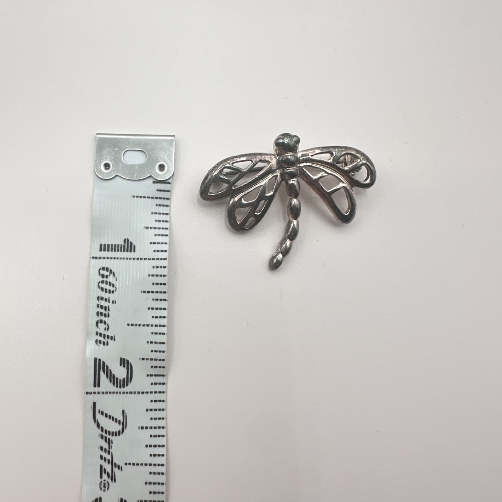 Vintage 90s Silver Tone Dragonfly Brooch Openwork Insect Pin Nature Jewelry - Thumbnail 5