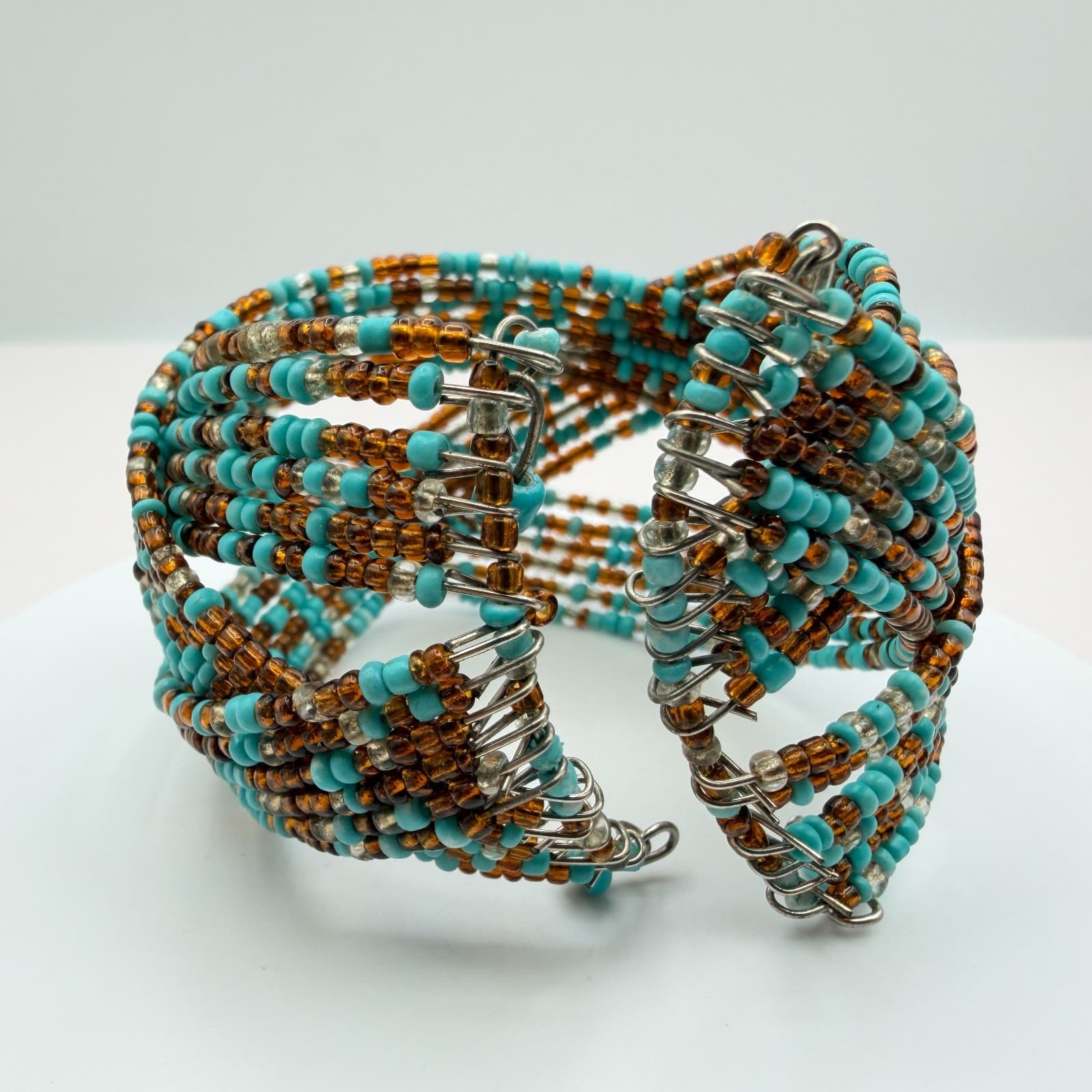 Vintage Y2K Multi Strand Beaded Cuff Bracelet Boho Women's Classic Jewelry - Thumbnail 5