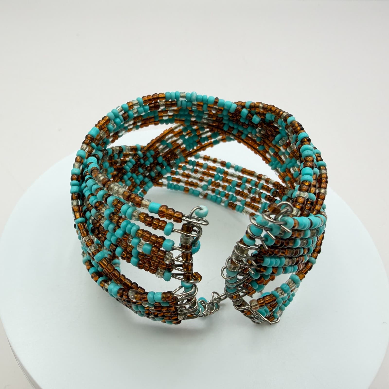 Vintage Y2K Multi Strand Beaded Cuff Bracelet Boho Women's Classic Jewelry - Thumbnail 6