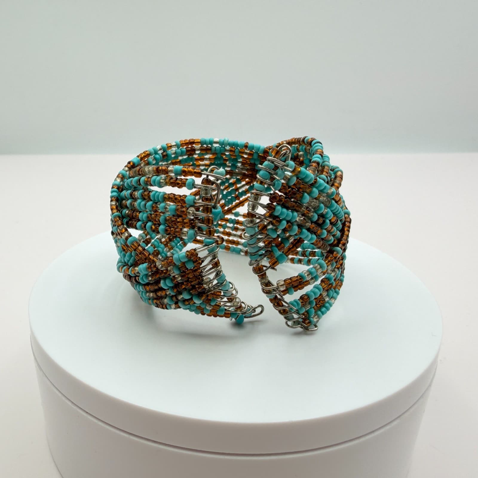Vintage Y2K Multi Strand Beaded Cuff Bracelet Boho Women's Classic Jewelry - Thumbnail 8