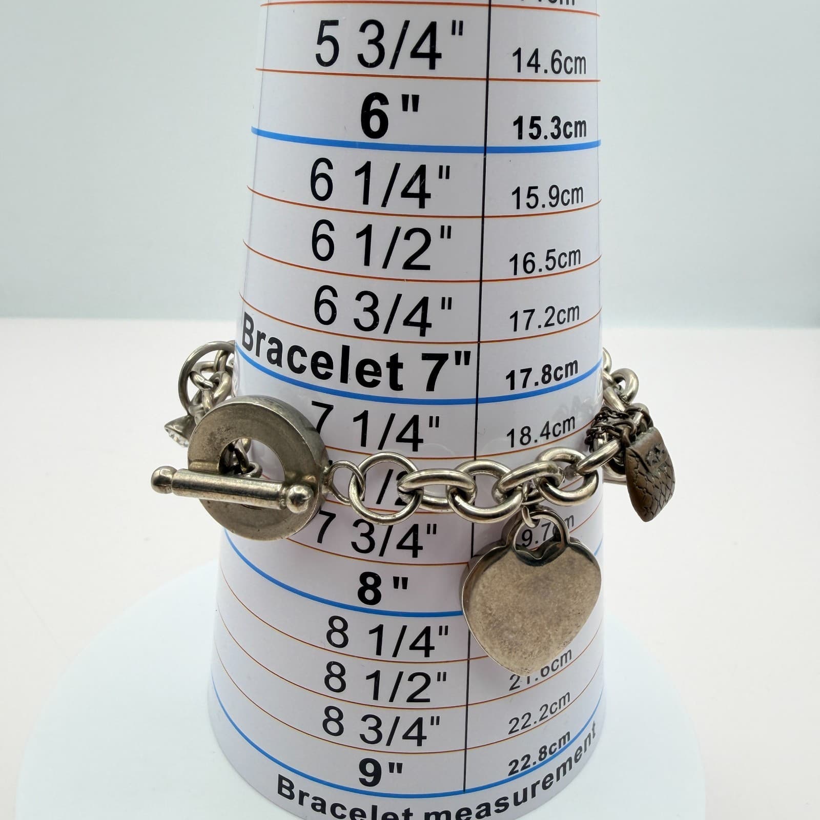 Vintage Y2K Silver Tone Heart Purse Perfume Lipstick Charm Bracelet Jewelry - Thumbnail 10