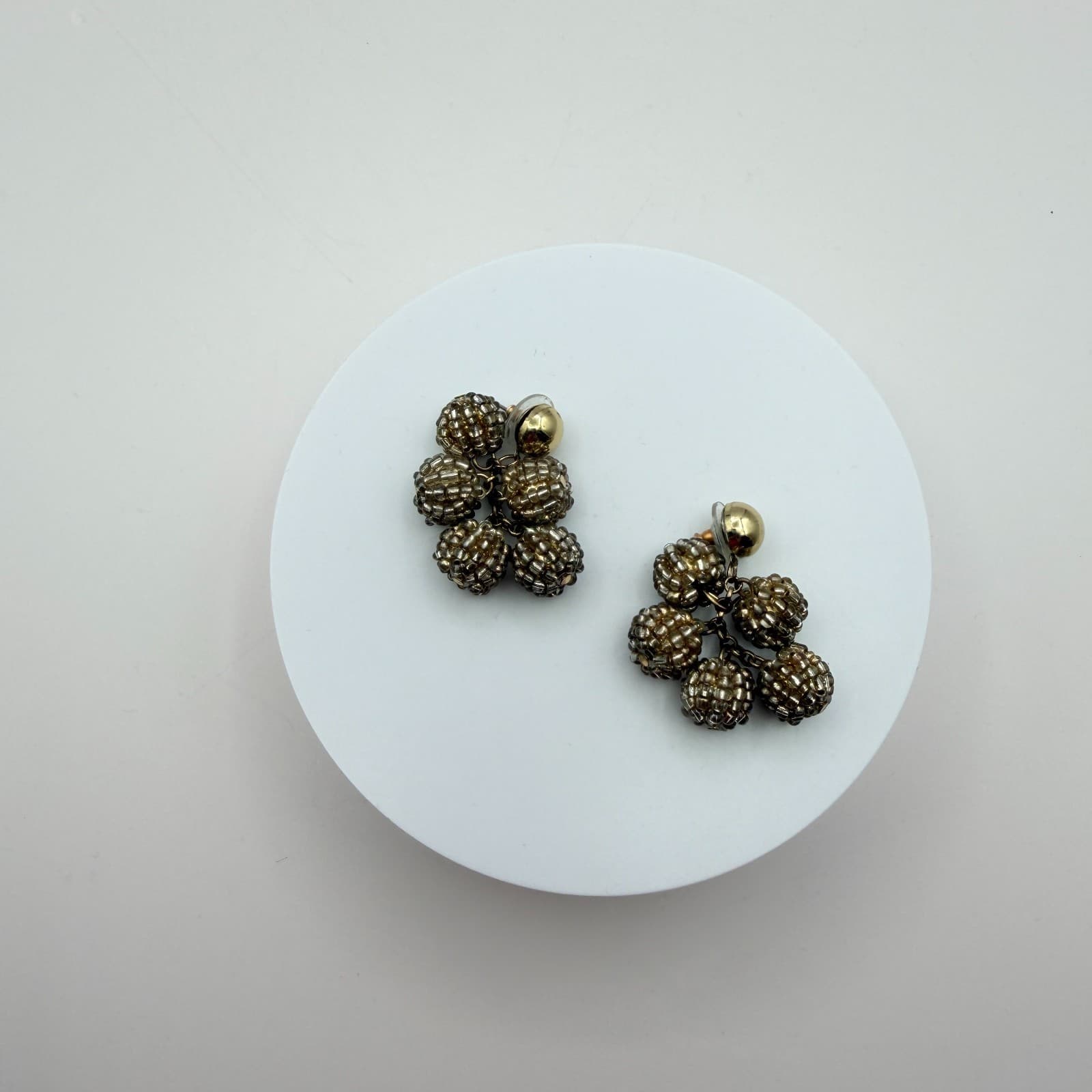 Vintage Y2K Gold Tone Beaded Dangle Earrings Statement Women's Classic Jewelry - Thumbnail 2