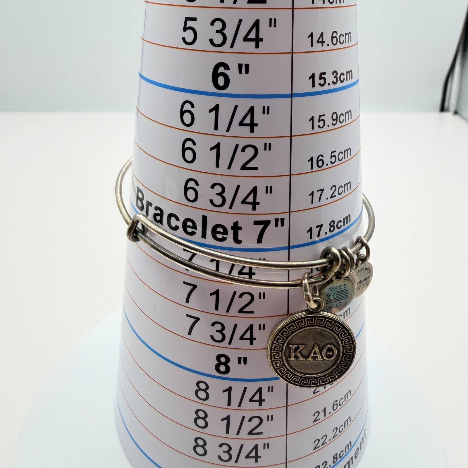 VTG 80s Alex and Ani Kappa Alpha Theta KAO Sorority Silver Tone Bangle Bracelet - Thumbnail 9