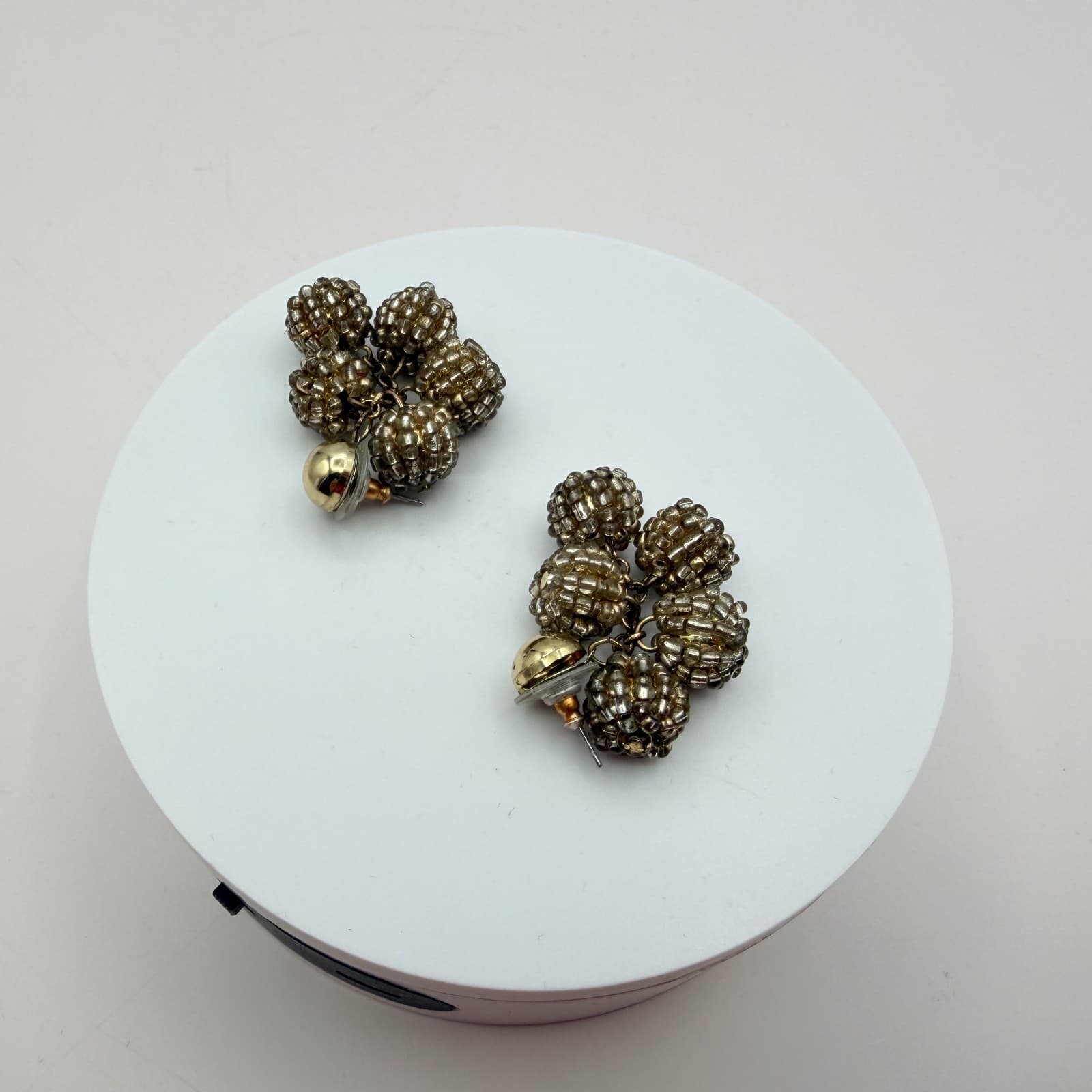 Vintage Y2K Gold Tone Beaded Dangle Earrings Statement Women's Classic Jewelry - Thumbnail 6