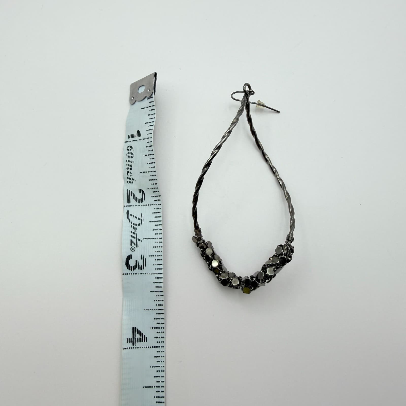 Vintage Y2K Gunmetal Tone Teardrop Hoop Earrings Women's Classic Jewelry - Thumbnail 7