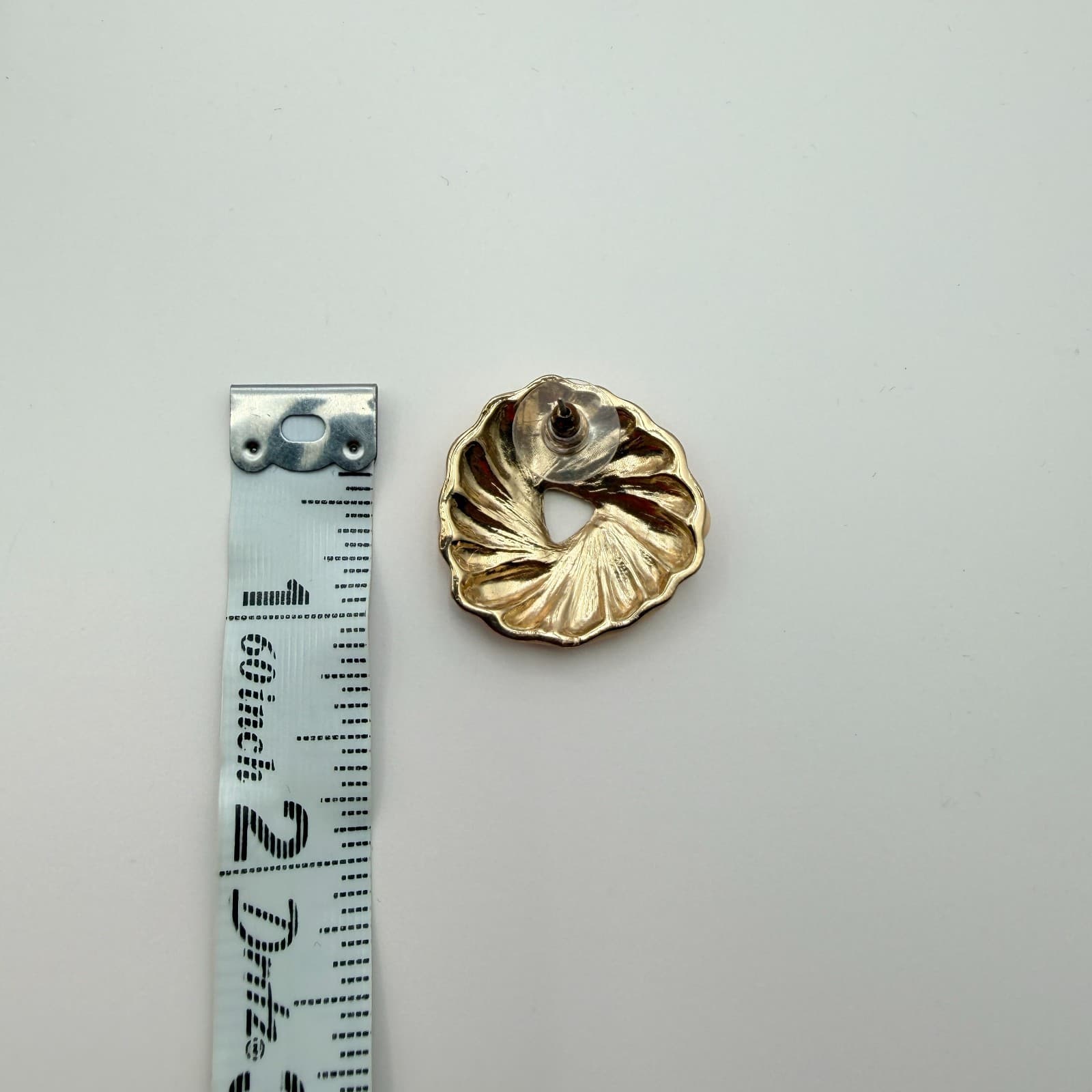 Vintage 80s Gold Tone Peach Enamel Studs Earrings Statement Women's Jewelry - Thumbnail 8