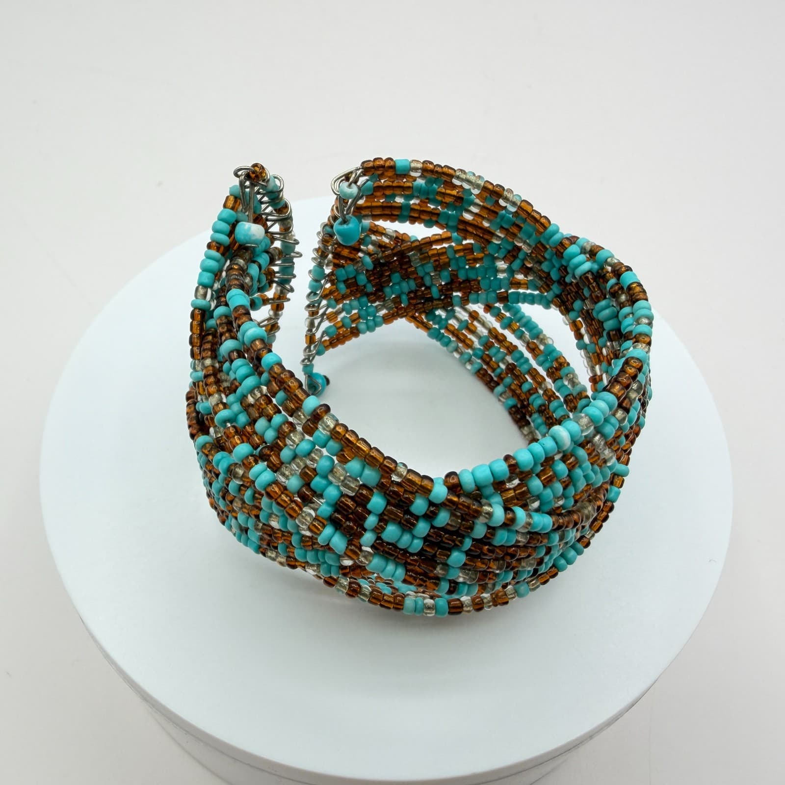 Vintage Y2K Multi Strand Beaded Cuff Bracelet Boho Women's Classic Jewelry - Thumbnail 2