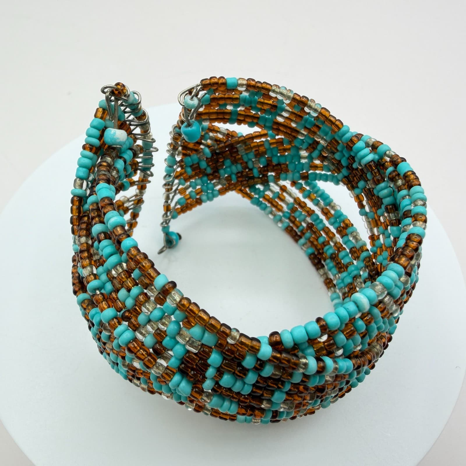 Vintage Y2K Multi Strand Beaded Cuff Bracelet Boho Women's Classic Jewelry - Thumbnail 3