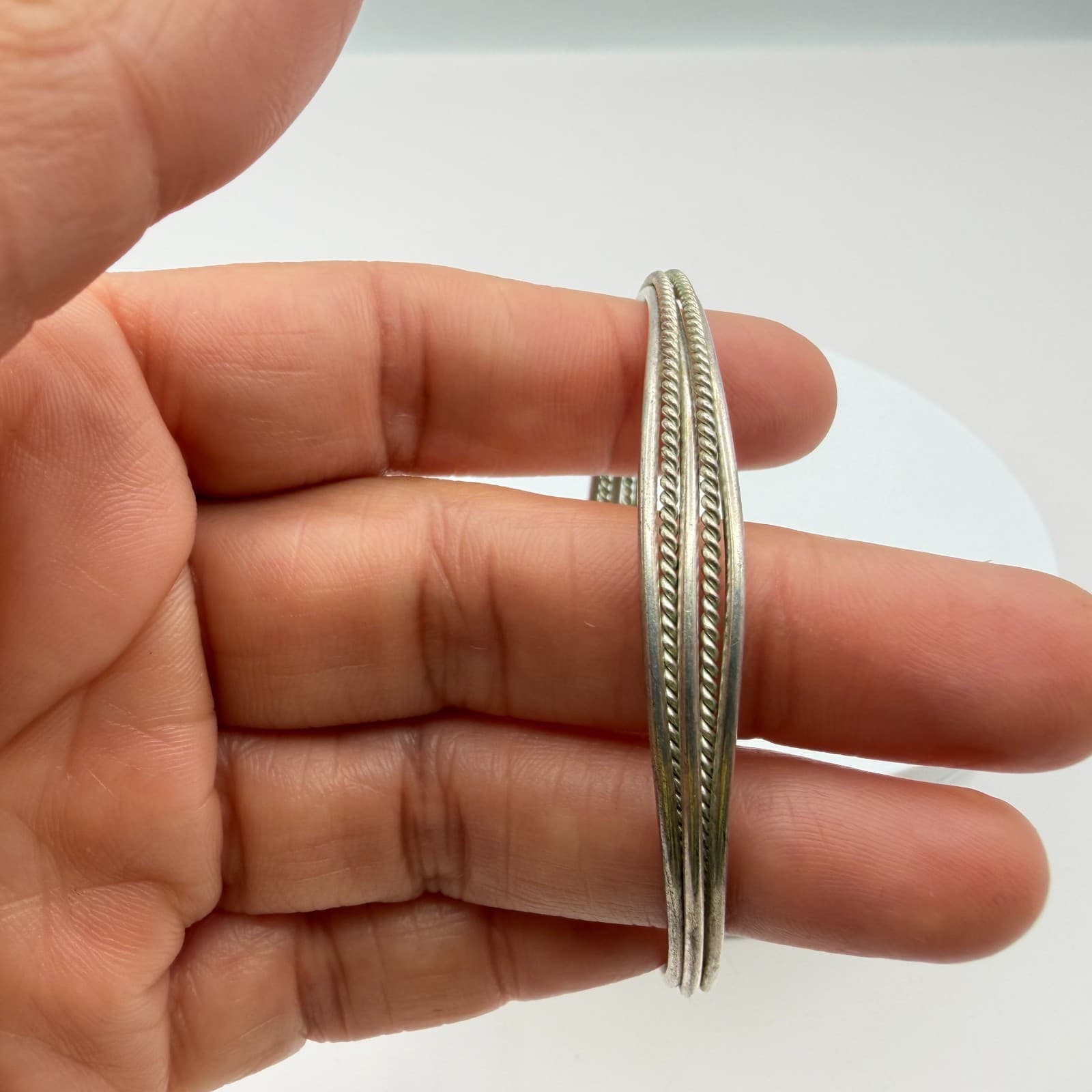 Vintage Y2K Silver Tone Bell Coin Charm Cuff Bracelet Boho Women's Jewelry - Thumbnail 8