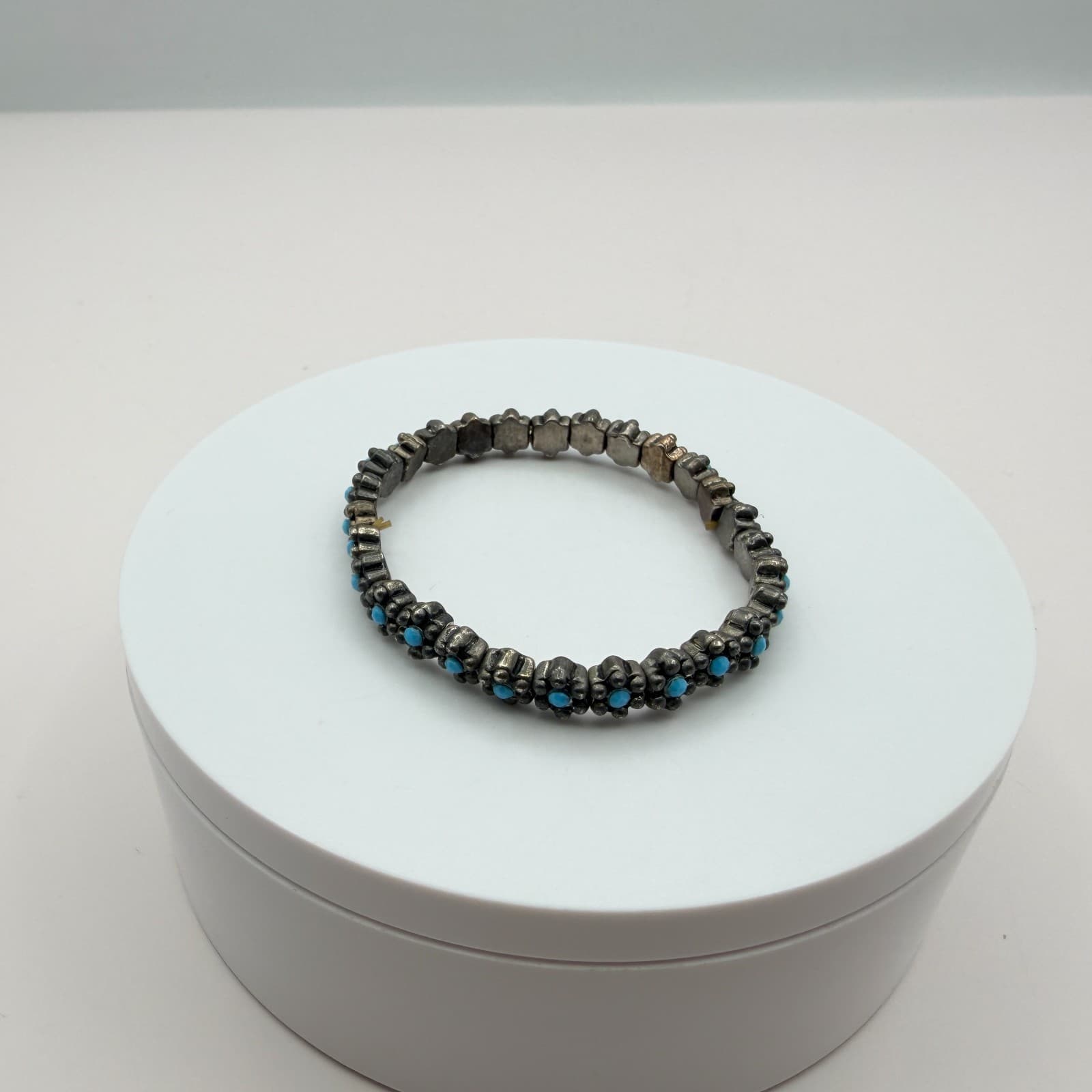 Vintage Y2K Blue Beaded Stretch Bracelet Boho Women's Classic Fashion Jewelry - Thumbnail 3