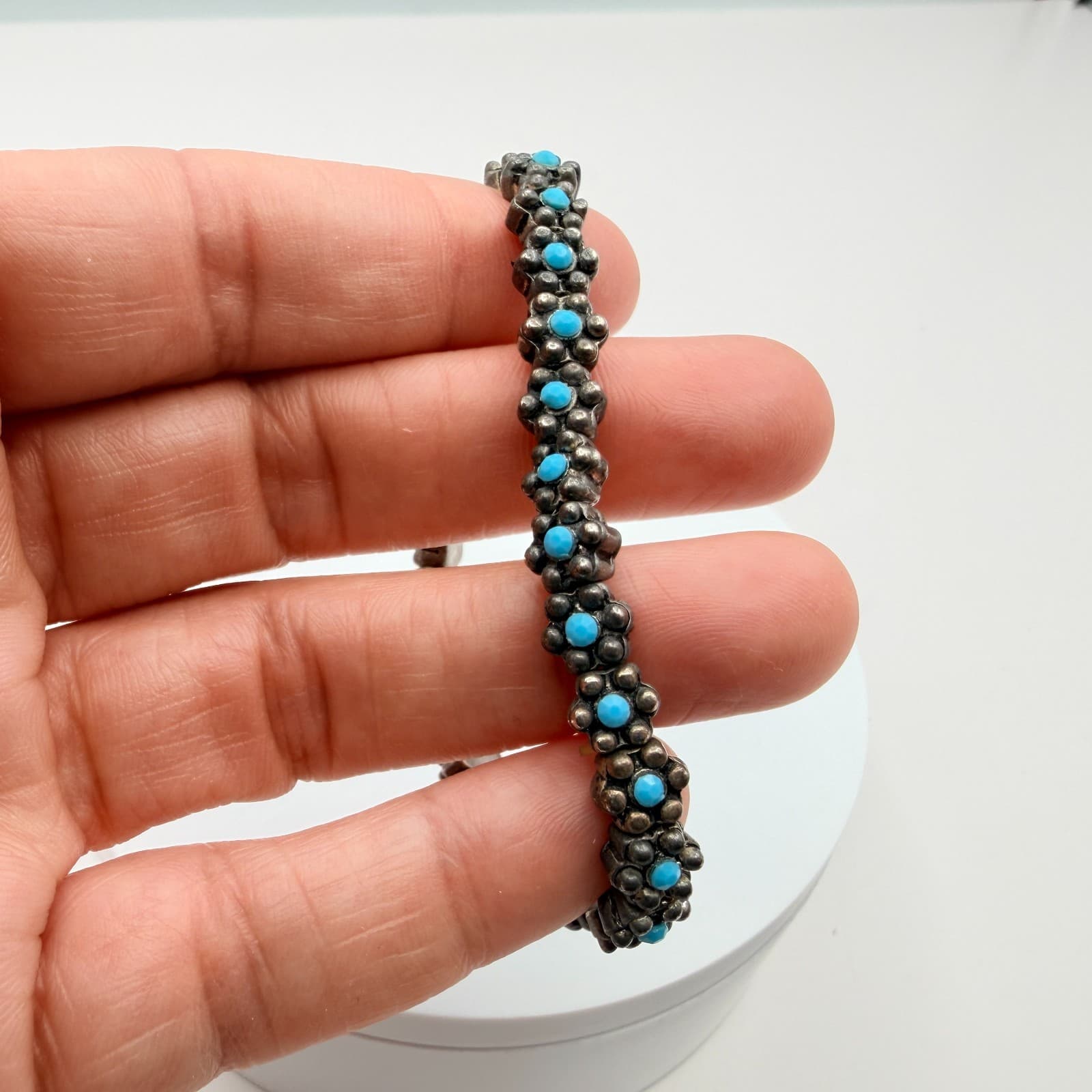 Vintage Y2K Blue Beaded Stretch Bracelet Boho Women's Classic Fashion Jewelry - Thumbnail 9