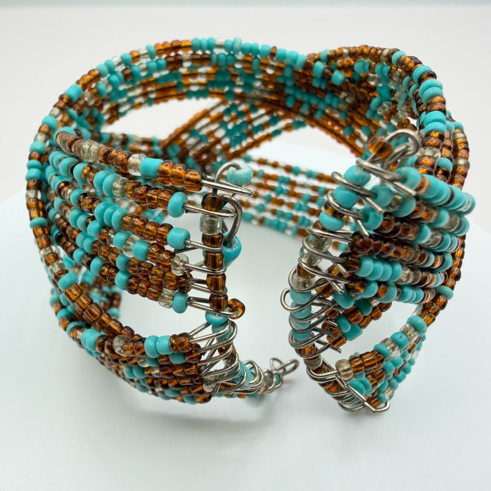 Vintage Y2K Multi Strand Beaded Cuff Bracelet Boho Women's Classic Jewelry - Thumbnail 7