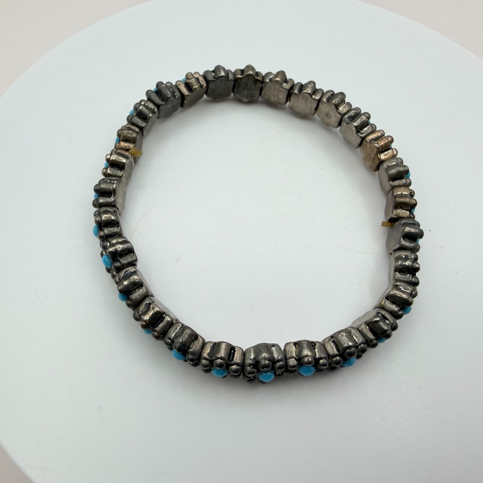 Vintage Y2K Blue Beaded Stretch Bracelet Boho Women's Classic Fashion Jewelry - Thumbnail 7