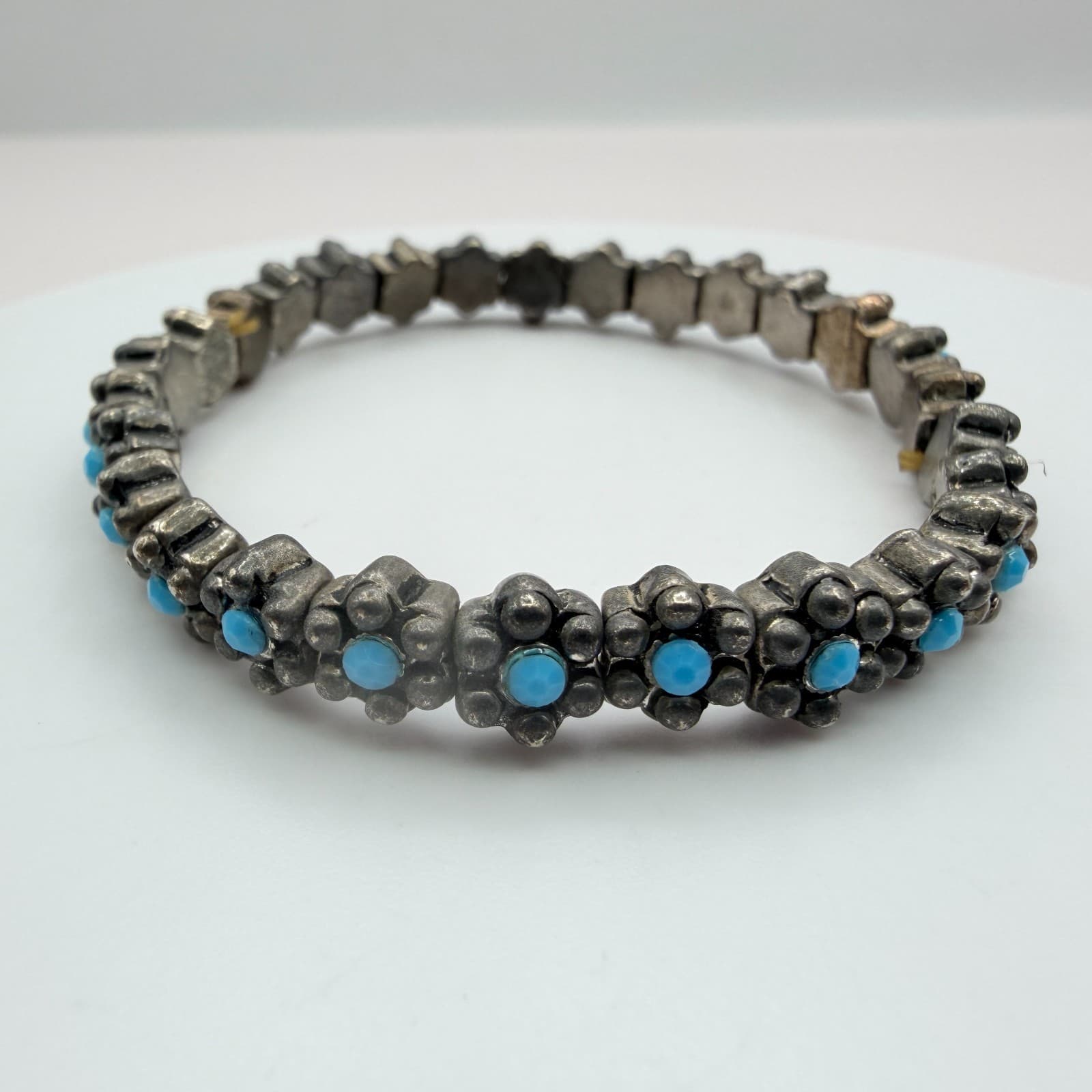 Vintage Y2K Blue Beaded Stretch Bracelet Boho Women's Classic Fashion Jewelry - Thumbnail 5