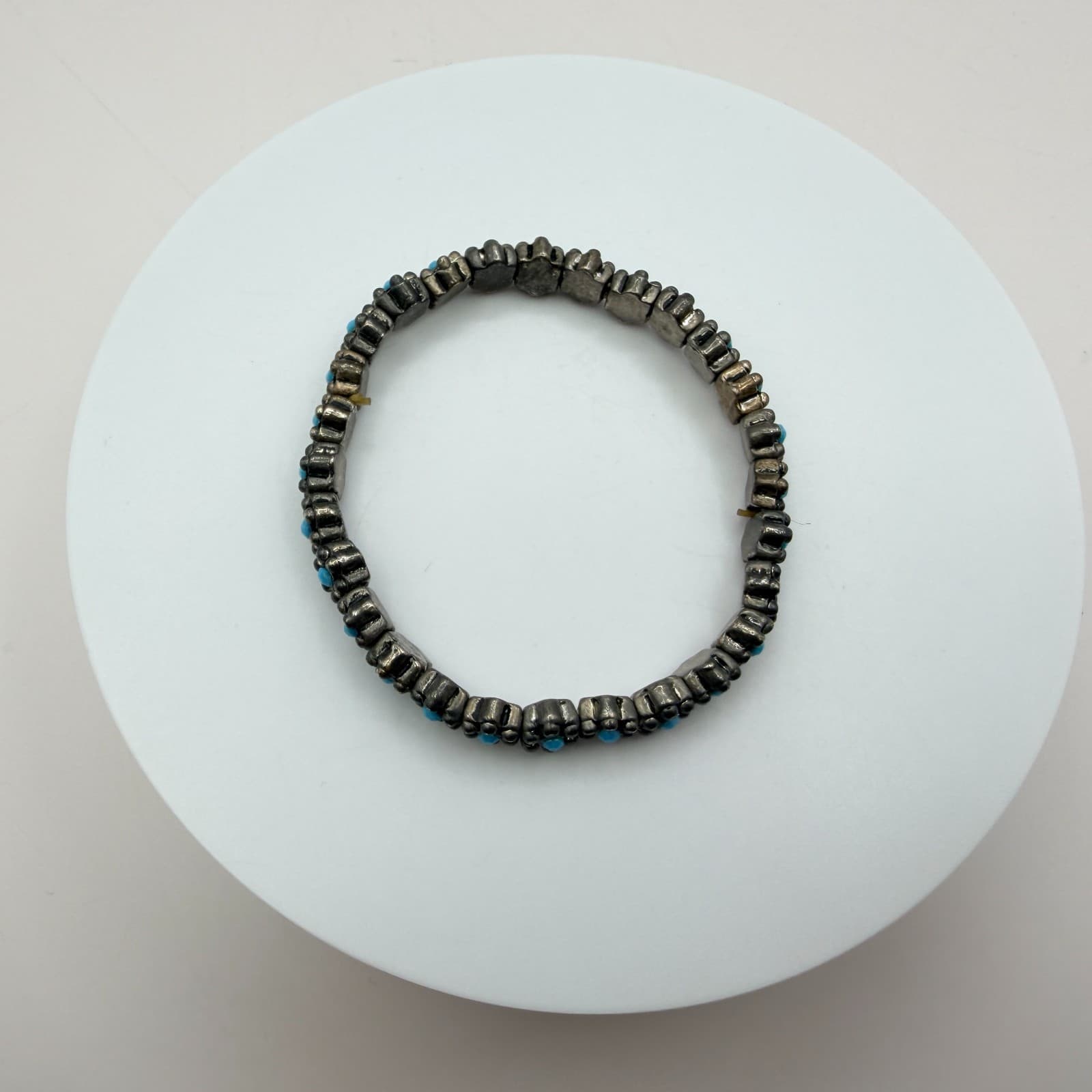 Vintage Y2K Blue Beaded Stretch Bracelet Boho Women's Classic Fashion Jewelry - Thumbnail 6