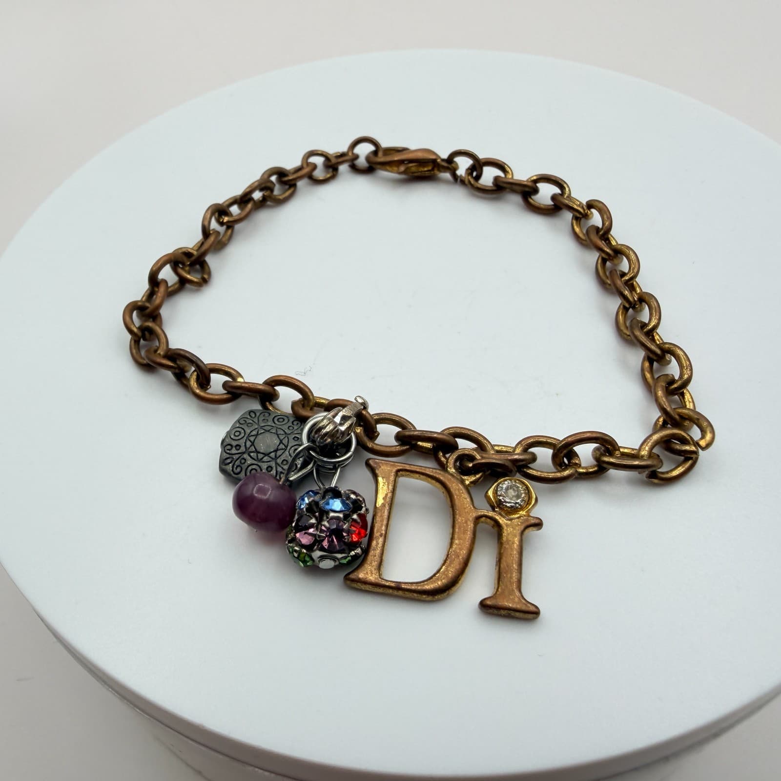 Vintage Y2K Bead Rhinestone Di Charm Bracelet Boho Women's Classic Jewelry - Thumbnail 5