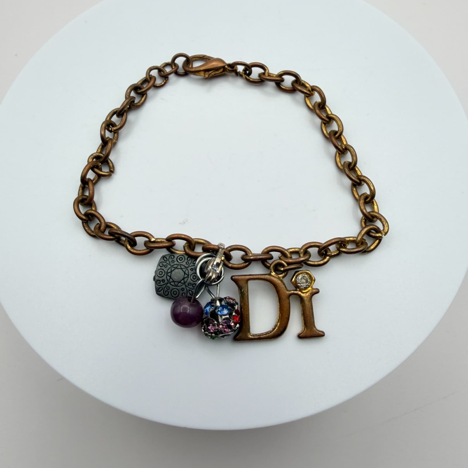 Vintage Y2K Bead Rhinestone Di Charm Bracelet Boho Women's Classic Jewelry - Thumbnail 2