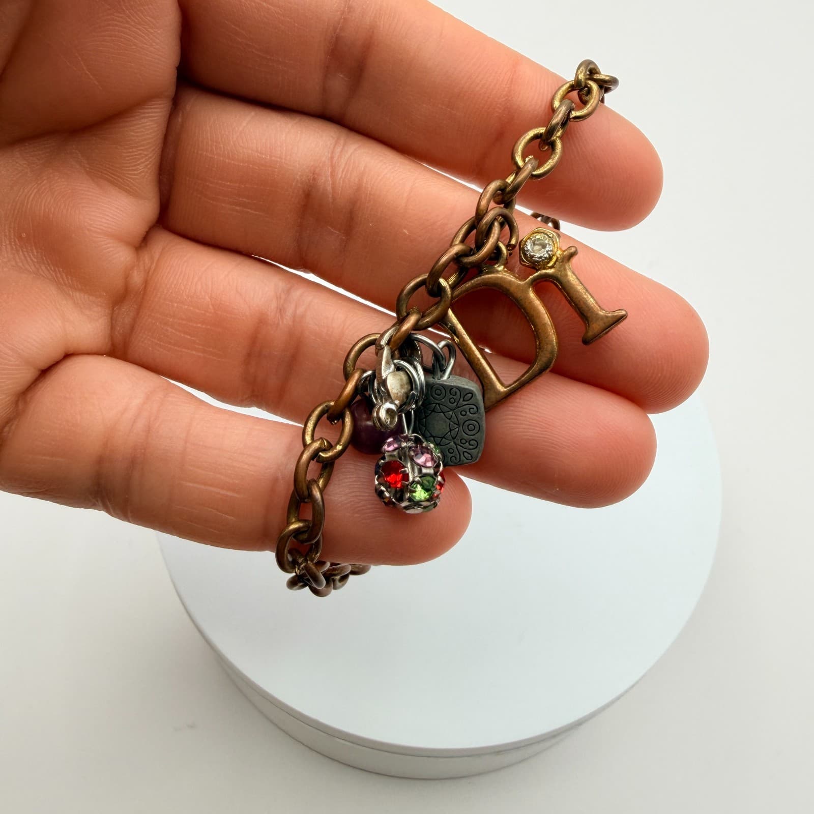 Vintage Y2K Bead Rhinestone Di Charm Bracelet Boho Women's Classic Jewelry - Thumbnail 6