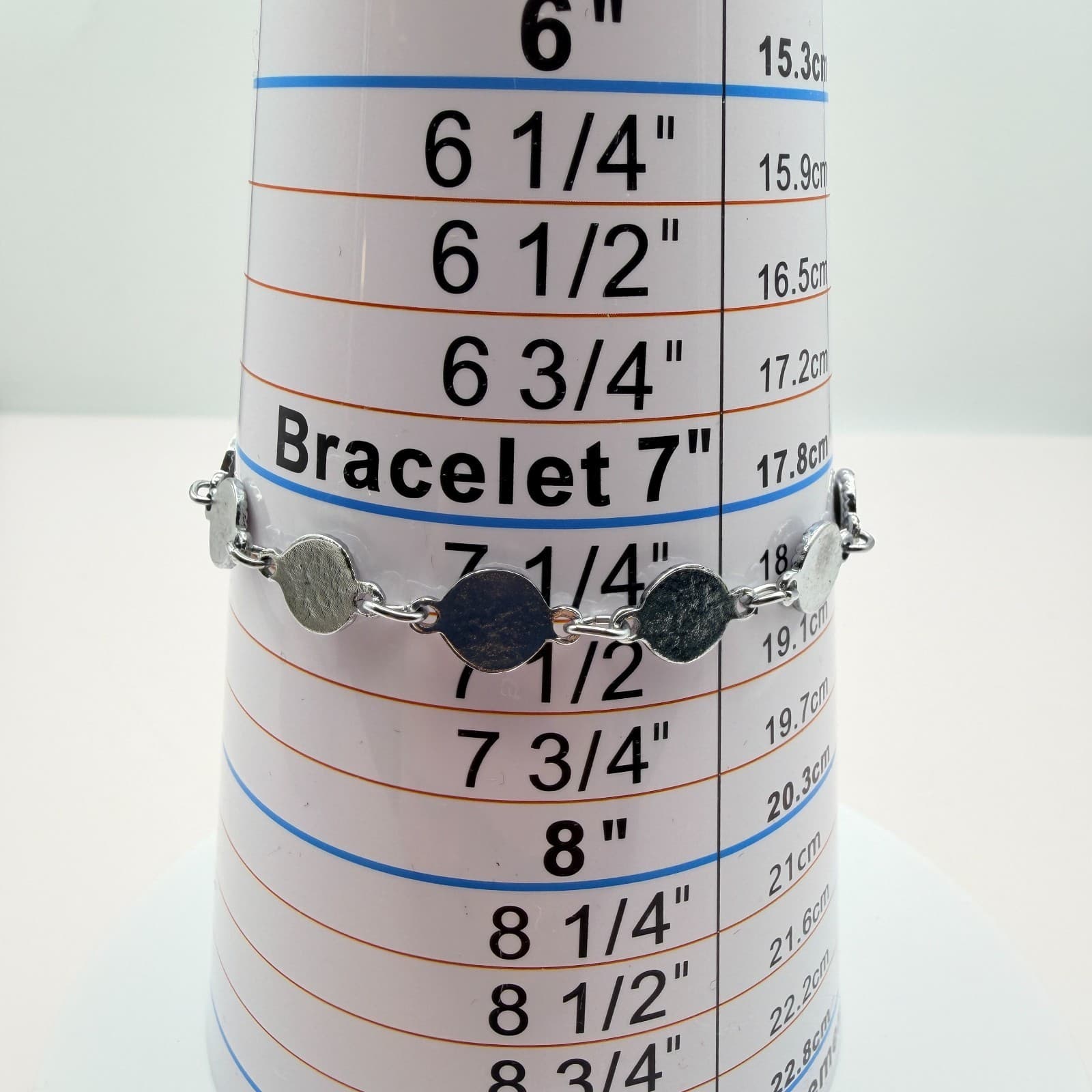 Vintage 90s Silver Tone Abalone Shell Bracelet Circular Links Coastal Jewelry - Thumbnail 9