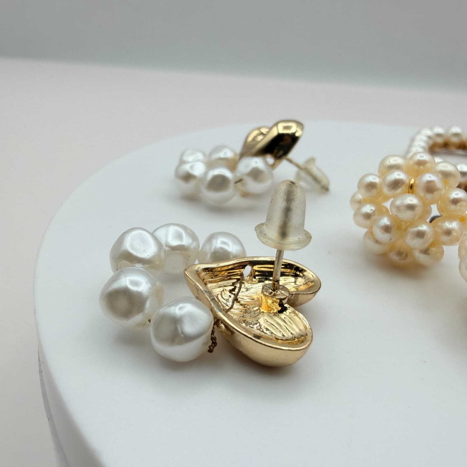 Vintage Y2K Gold Tone Faux Pearl Earring Lot Women's Classic Fashion Jewelry - Thumbnail 9