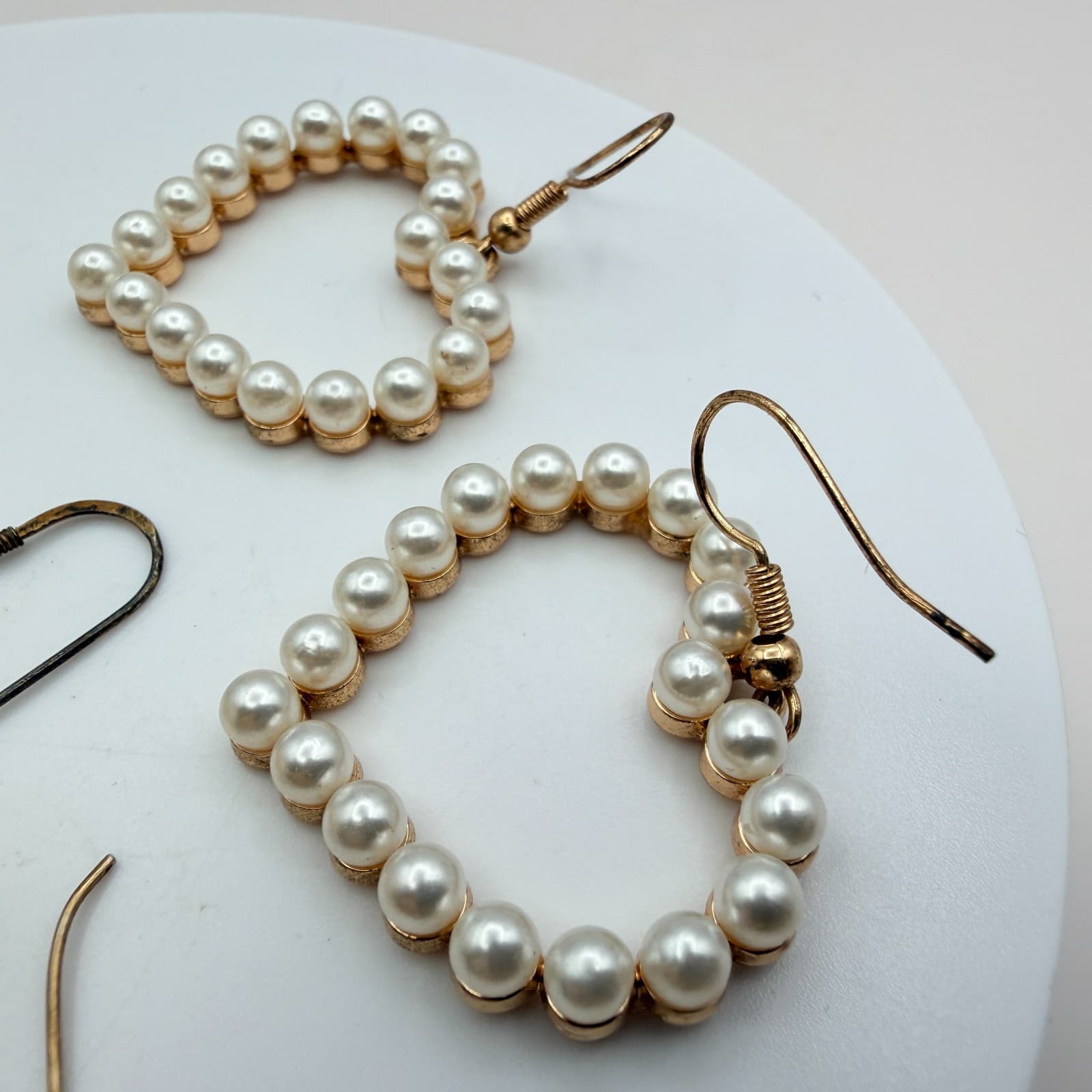 Vintage Y2K Gold Tone Faux Pearl Earring Lot Women's Classic Fashion Jewelry - Thumbnail 7