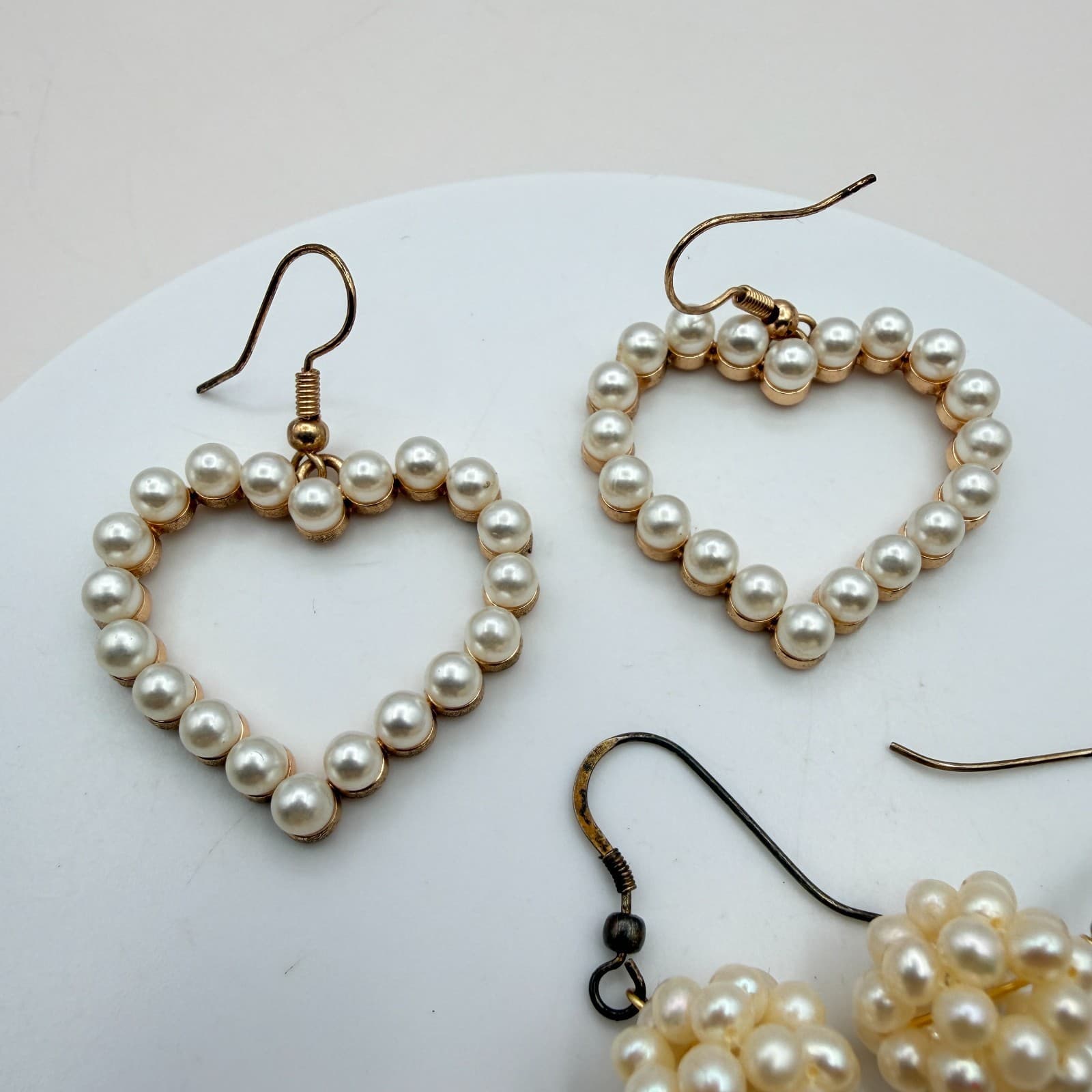 Vintage Y2K Gold Tone Faux Pearl Earring Lot Women's Classic Fashion Jewelry - Thumbnail 3